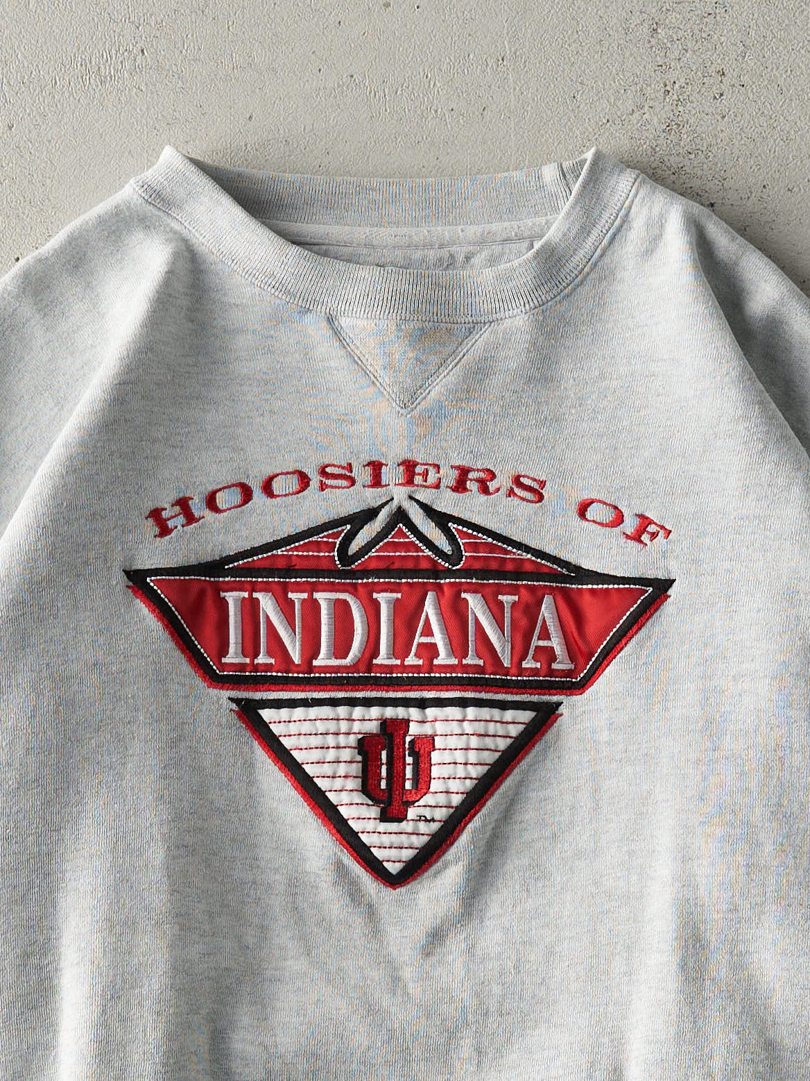 Vintage 90s Heather Grey Embroidered Indiana University Boxy Crewneck (L)