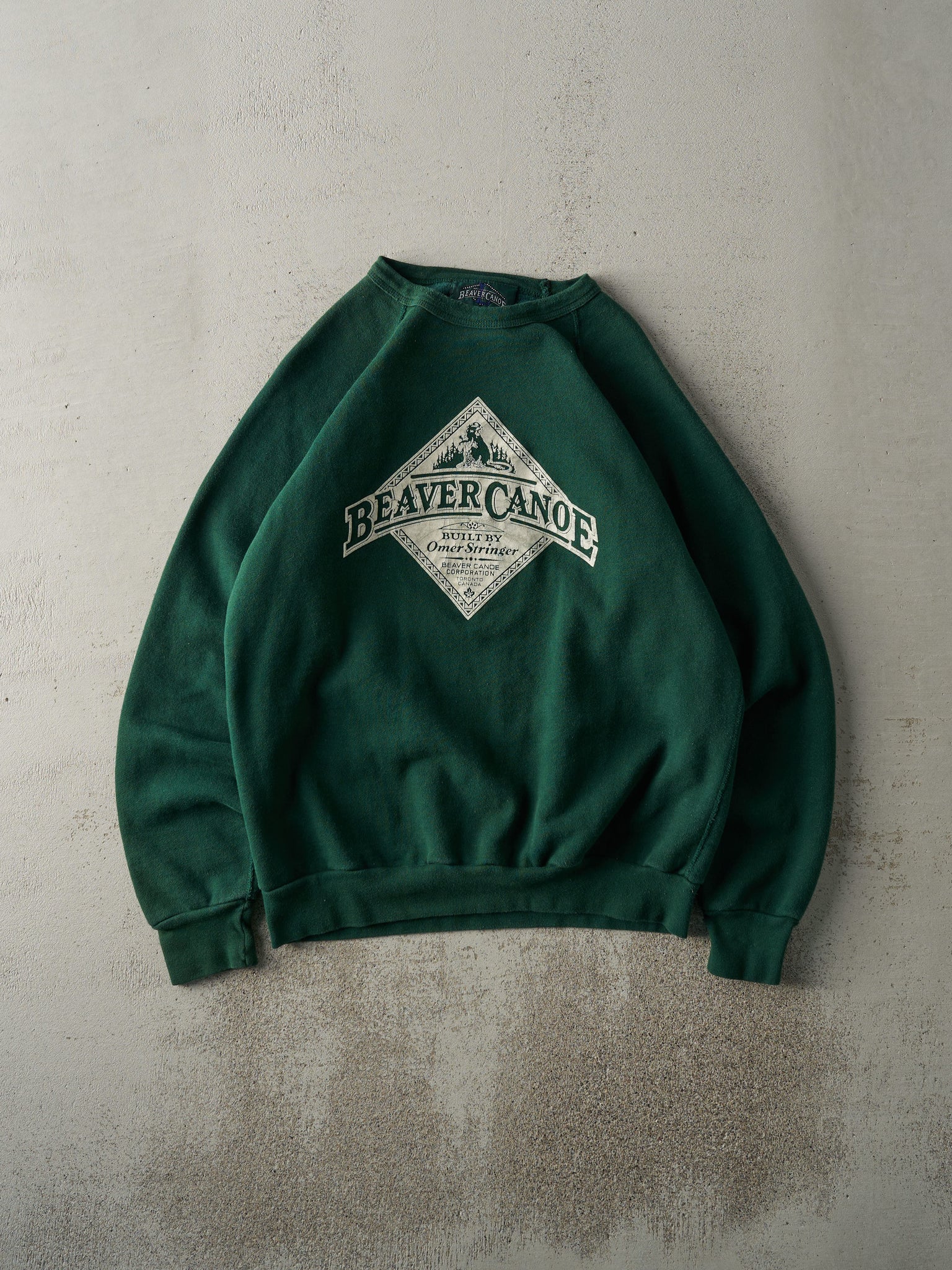 Vintage 90s Forest Green Beaver Canoe Crewneck (M/L)