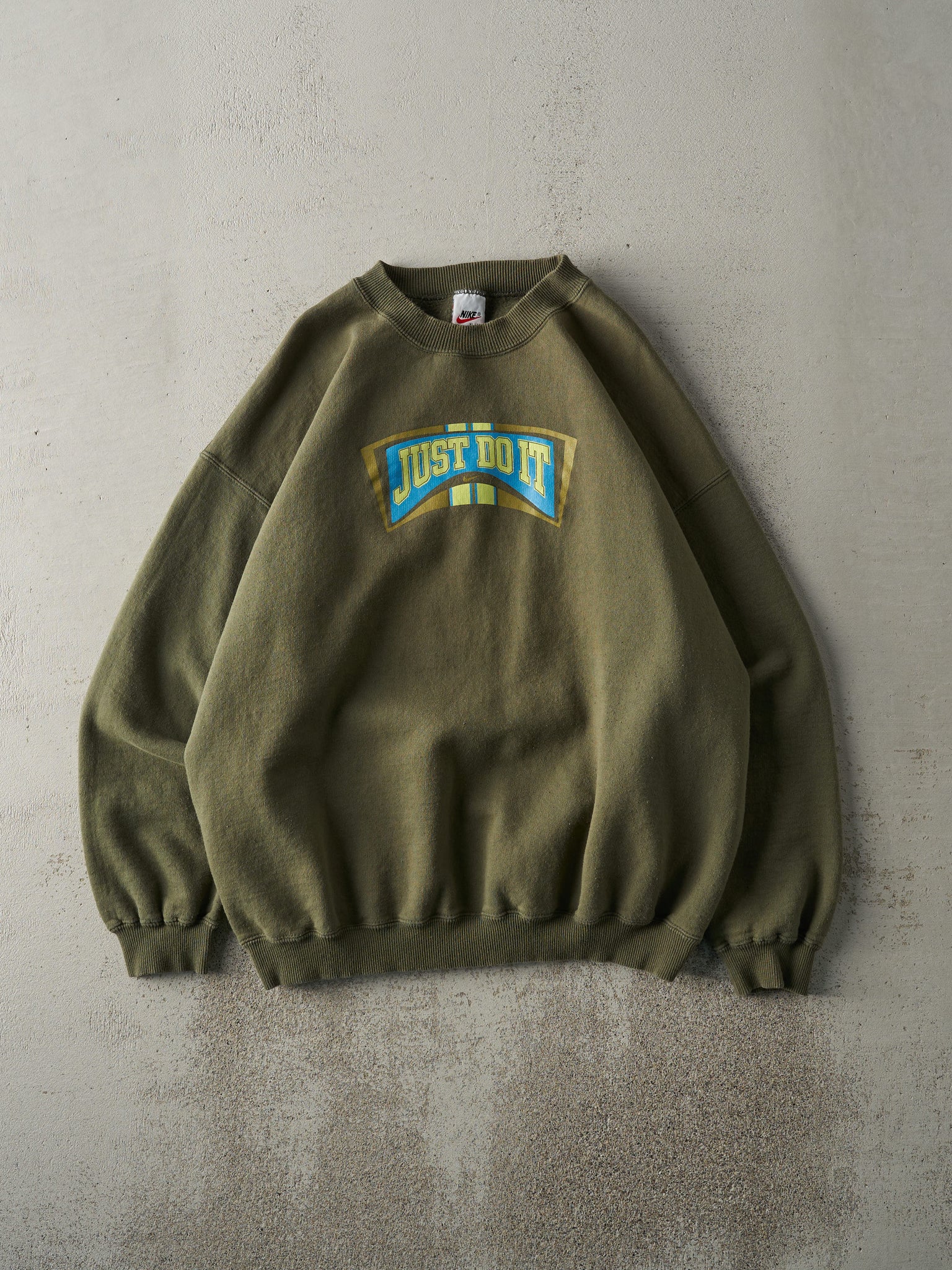 Vintage 90s Army Green Nike Just Do It Crewneck (L)