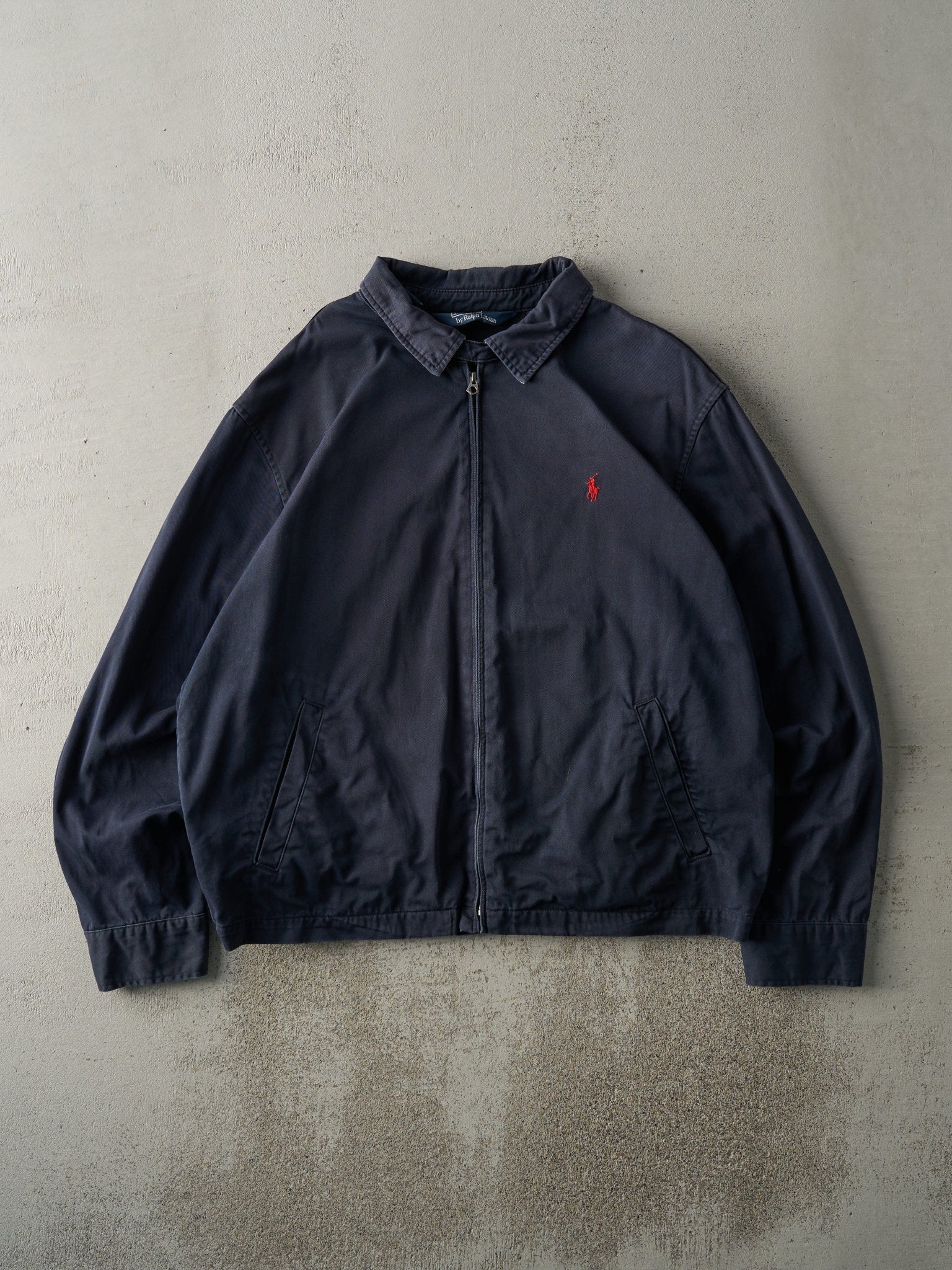 Vintage Y2K Navy Blue Polo Harrington Jacket (XL/XXL)