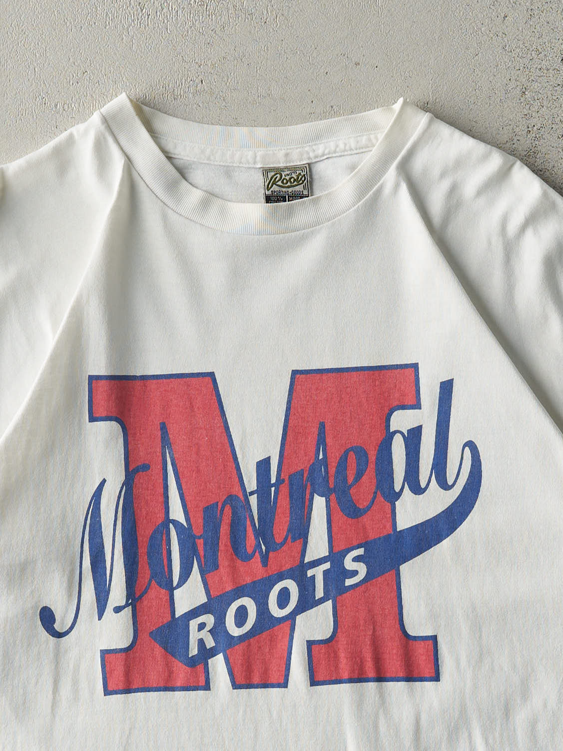 Vintage 90s White Montreal Roots Single Stitch Tee (L/XL)