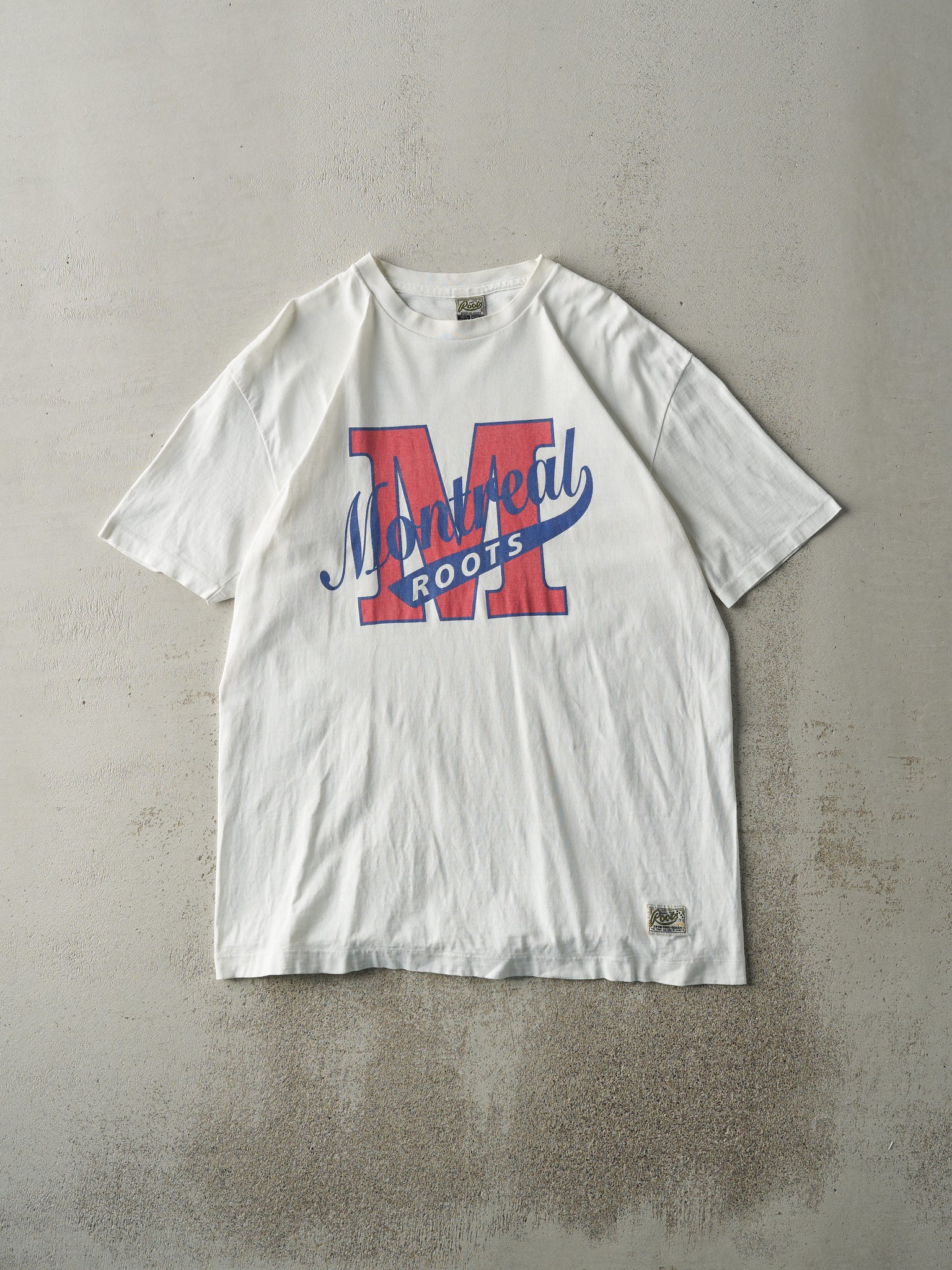 Vintage 90s White Montreal Roots Single Stitch Tee (L/XL)