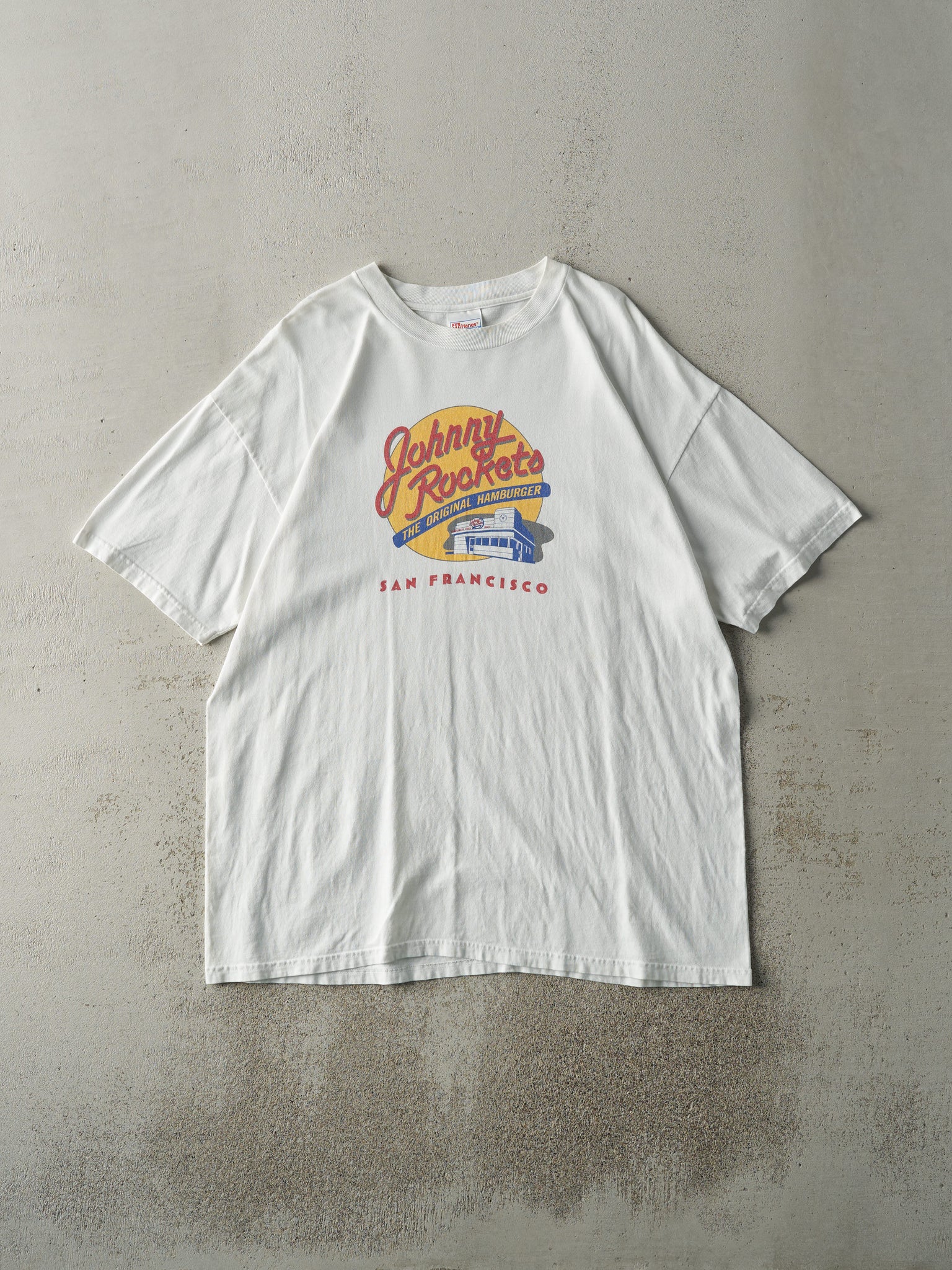 Vintage Y2K White Johnny Rocket San Francisco Tee (L/XL)