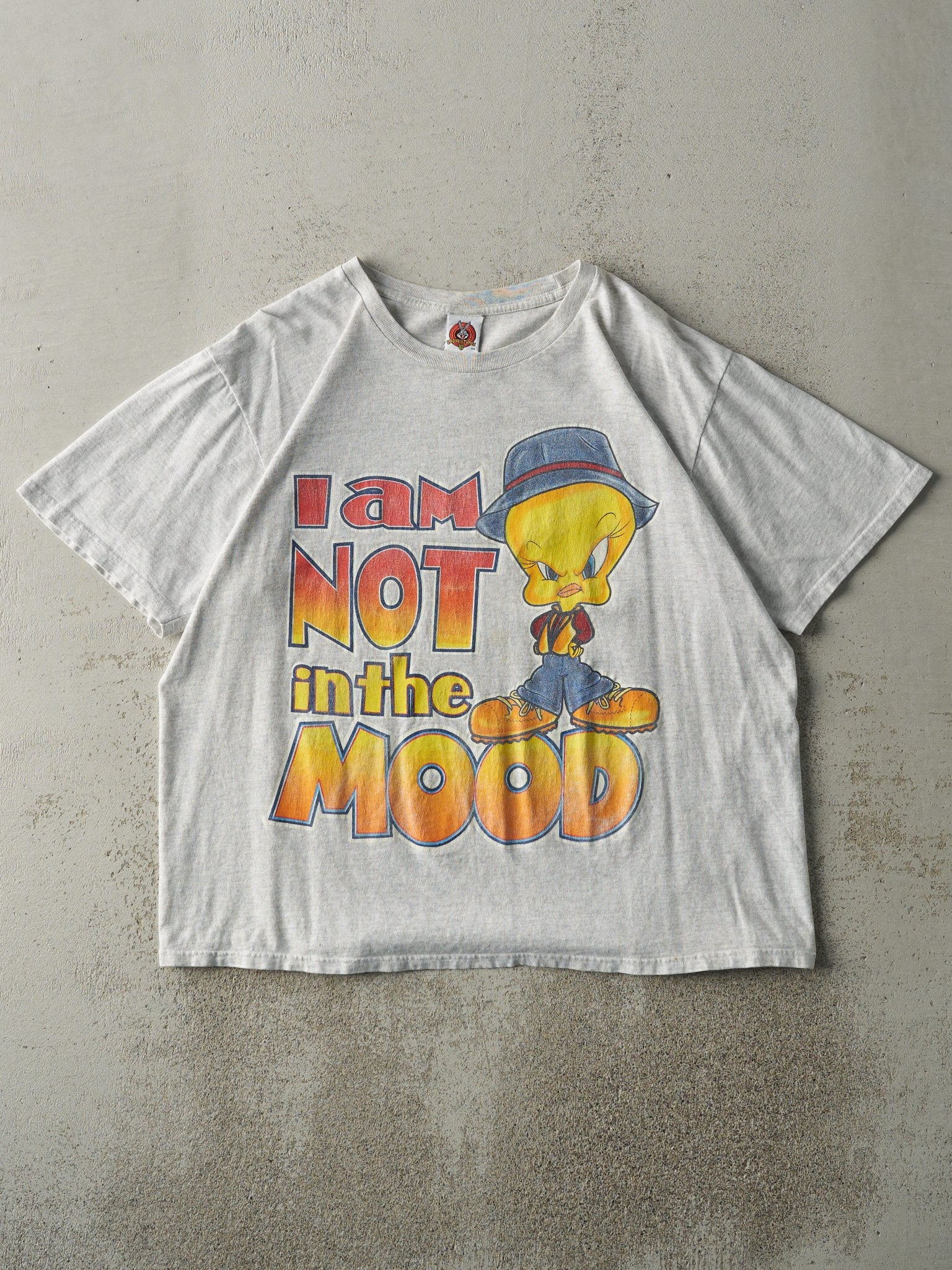 Vintage 00' Heather Grey "I Am Not In The Mood" Tweety Bird Boxy Tee (L)