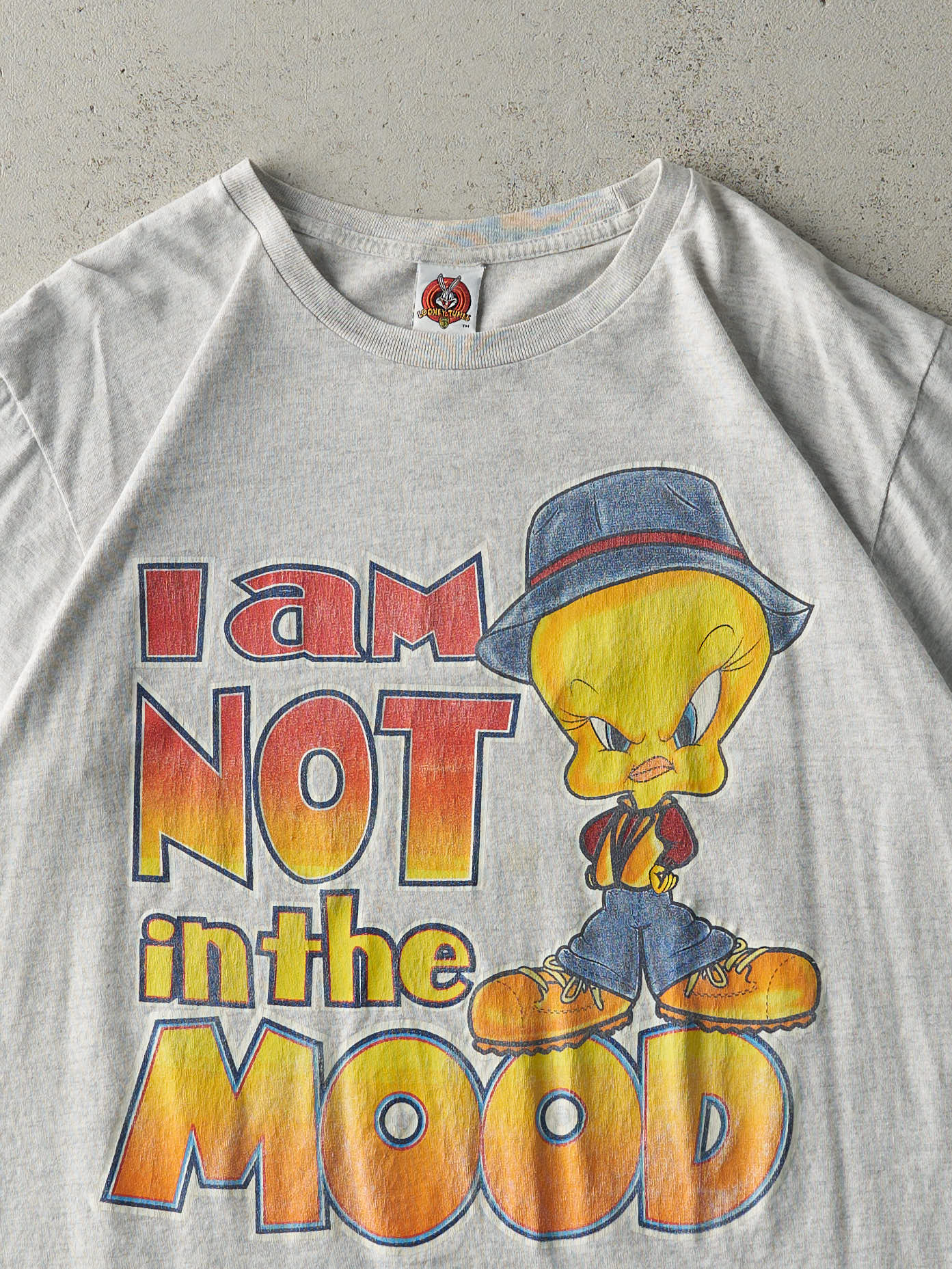 Vintage 00' Heather Grey "I Am Not In The Mood" Tweety Bird Boxy Tee (L)