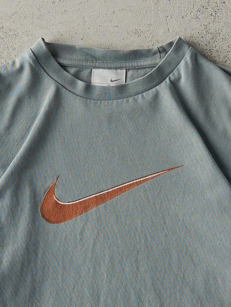 Vintage Y2K Slate Blue Nike Swoosh Tee (S)