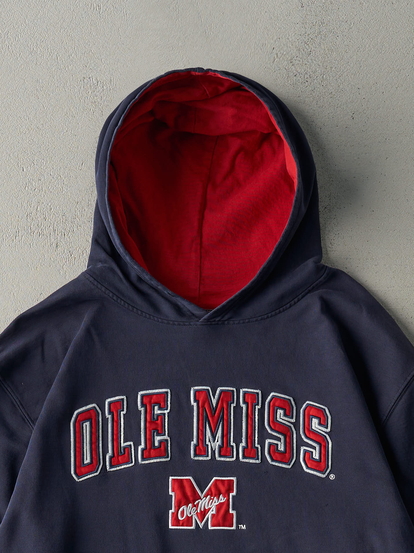 Vintage Y2K Navy Blue Ole Miss University of Mississippi Hoodie (L/XL)