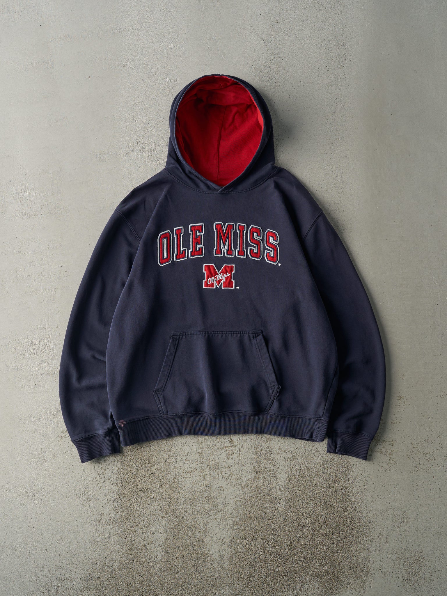 Vintage Y2K Navy Blue Ole Miss University of Mississippi Hoodie (L/XL)