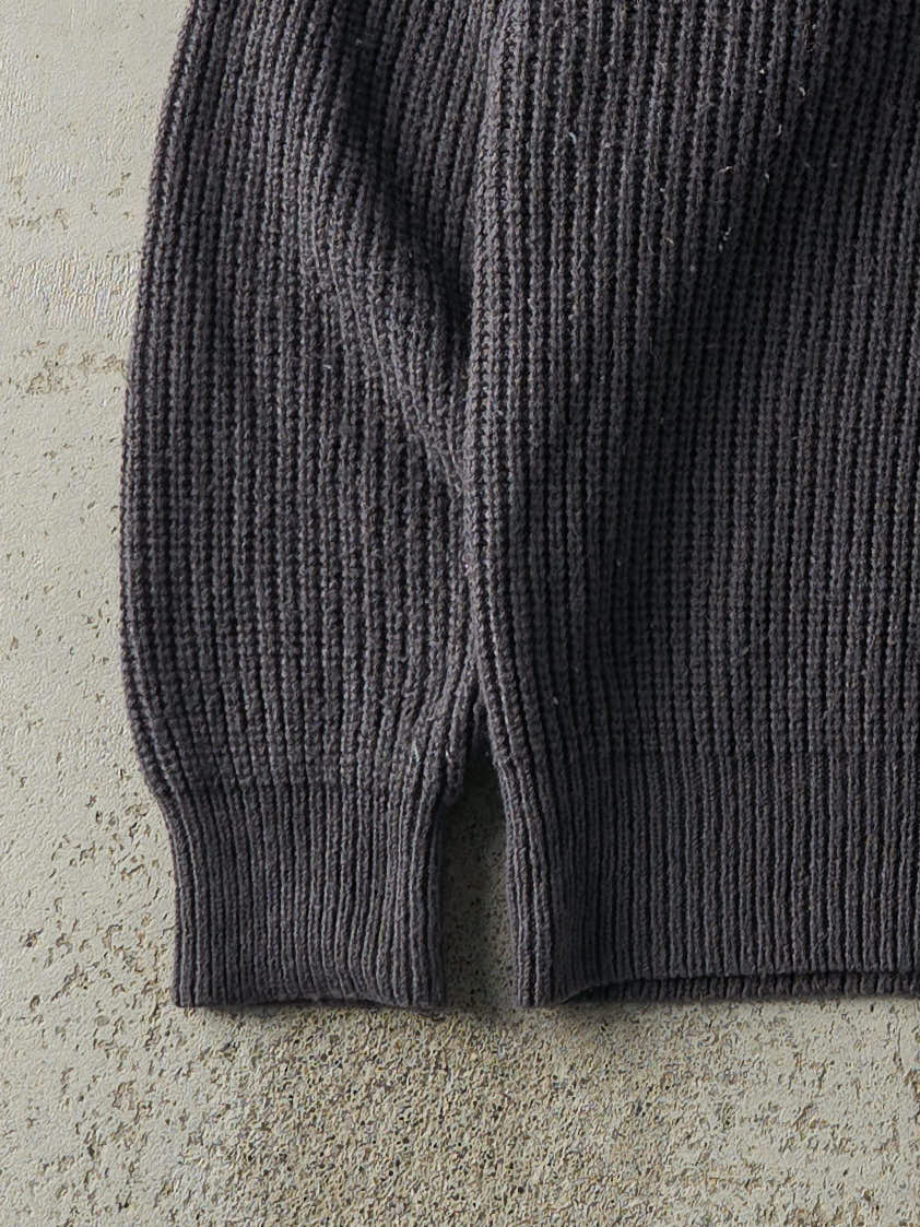 Vintage 90s Charcoal Grey Fisherman's Knit (L)