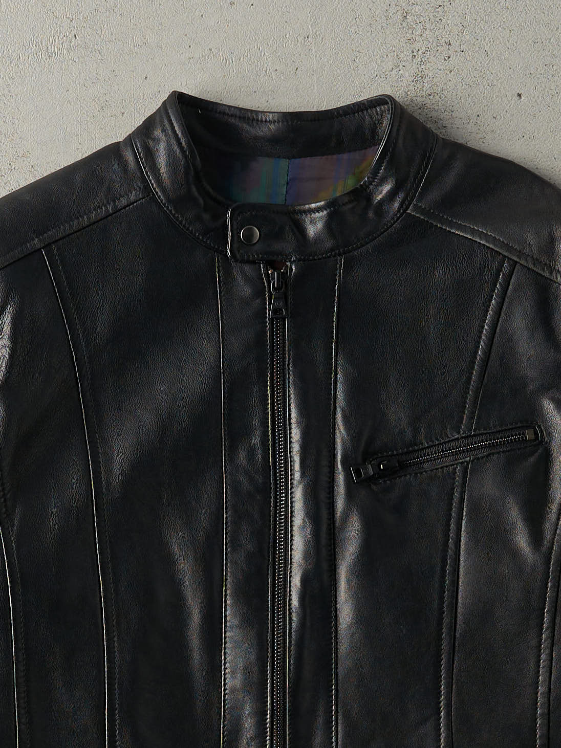 Vintage 90s Black Danier Biker Style Leather Jacket (S/M)