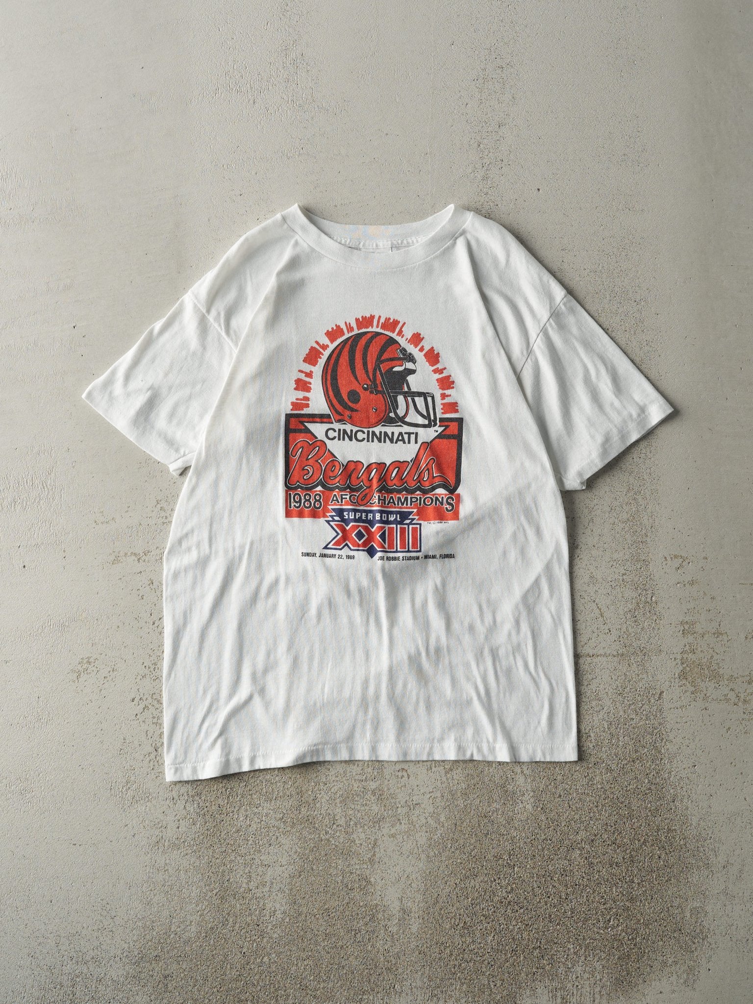 Vintage 89' White Cincinnati Bengals AFC Champions Single Stitch Tee (S/M)