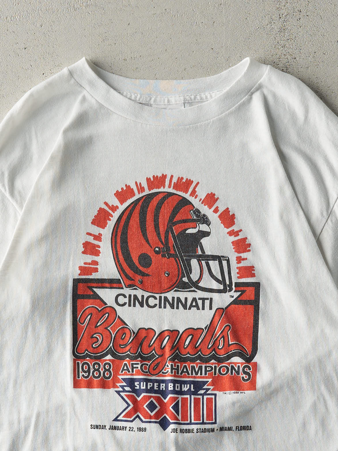 Vintage 89' White Cincinnati Bengals AFC Champions Single Stitch Tee (S/M)