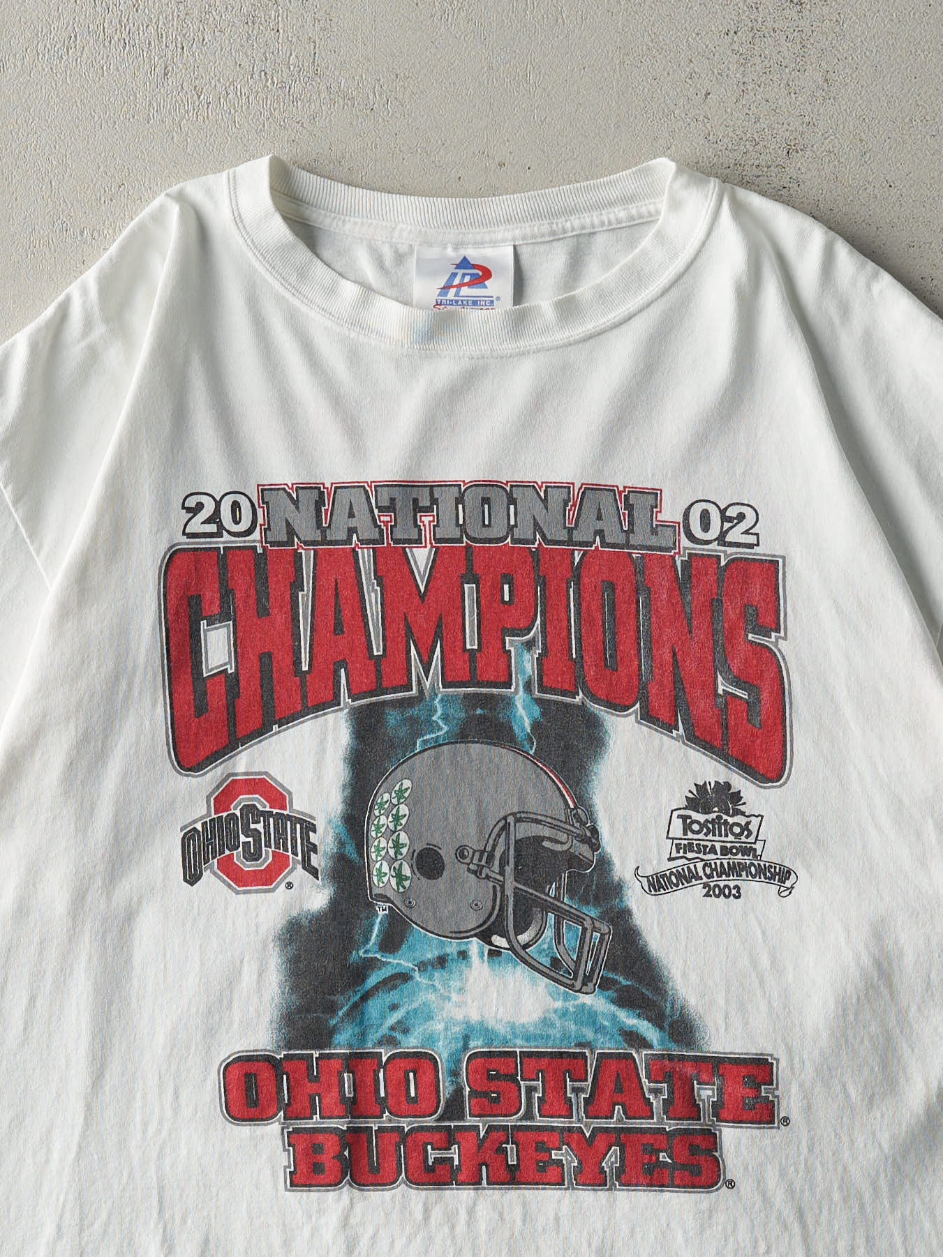 Vintage 03' White Ohio State Buckeyes National Champions Tee (L)