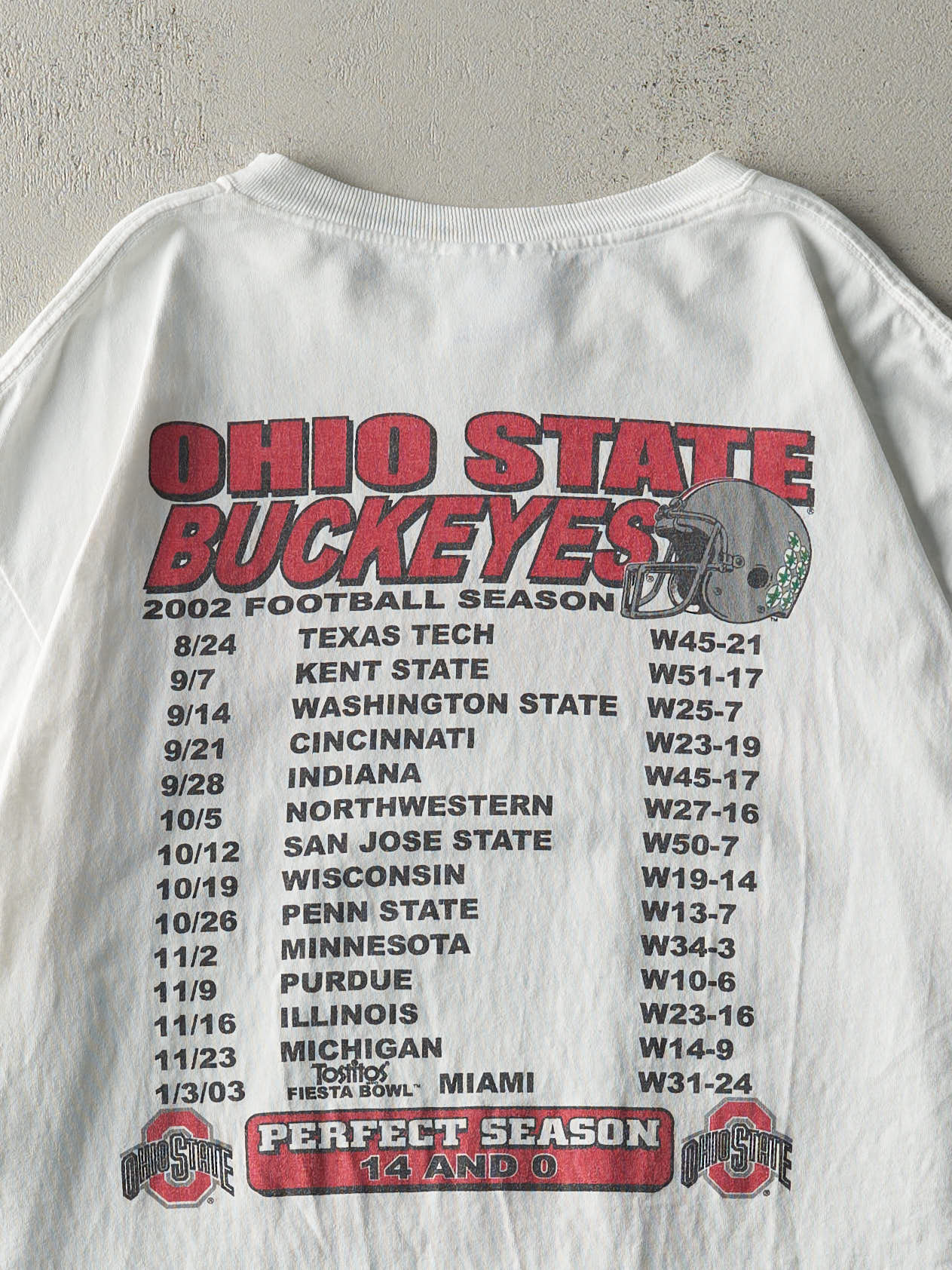 Vintage 03' White Ohio State Buckeyes National Champions Tee (L)