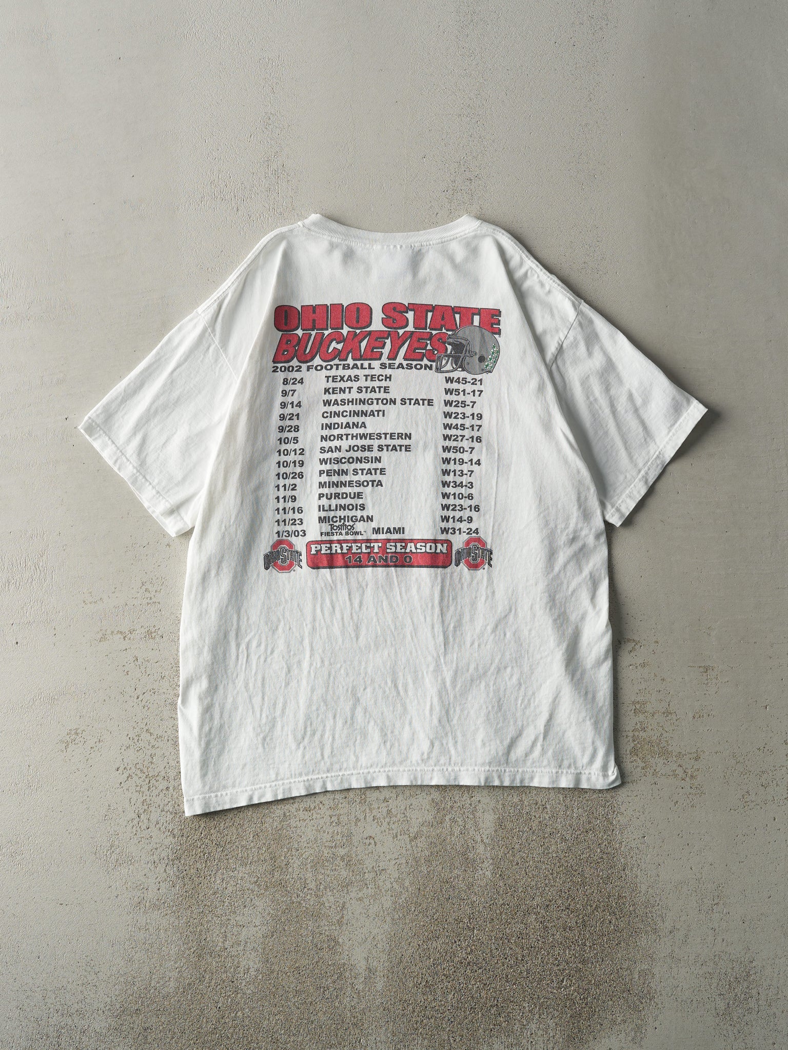 Vintage 03' White Ohio State Buckeyes National Champions Tee (L)