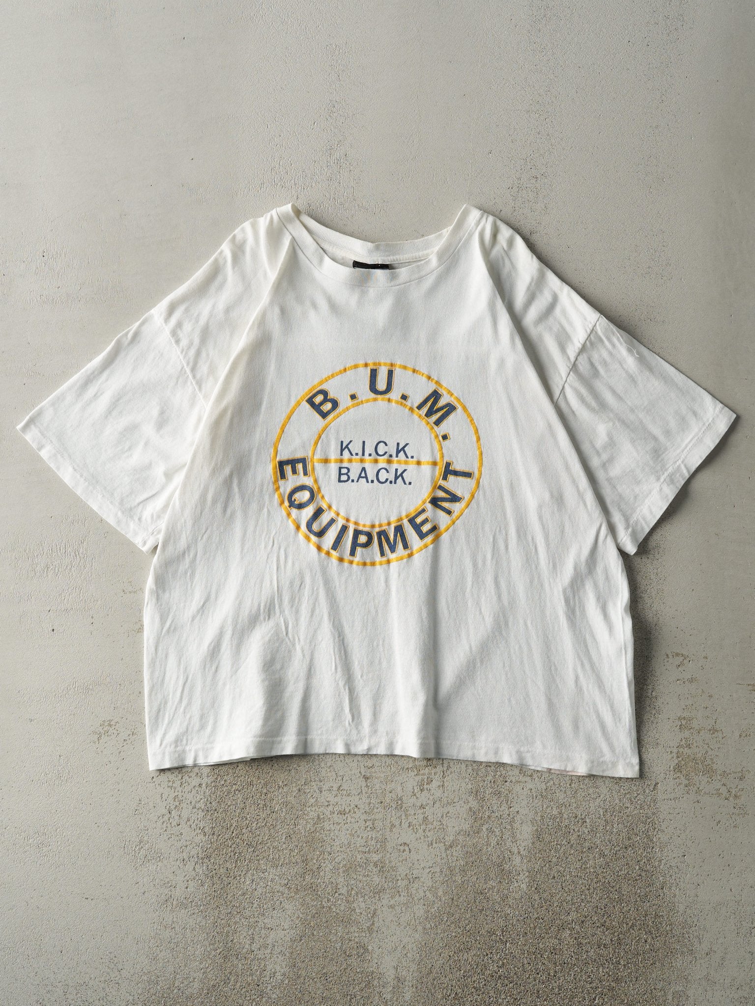 Vintage 90s White B.U.M. Equipment Single Stitch Tee (L/XL)
