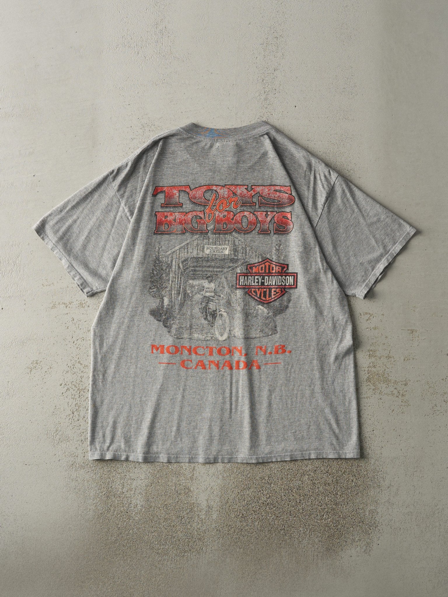 Vintage 03' Grey Moncton New Brunswick Harley Davidson Tee (L/XL)