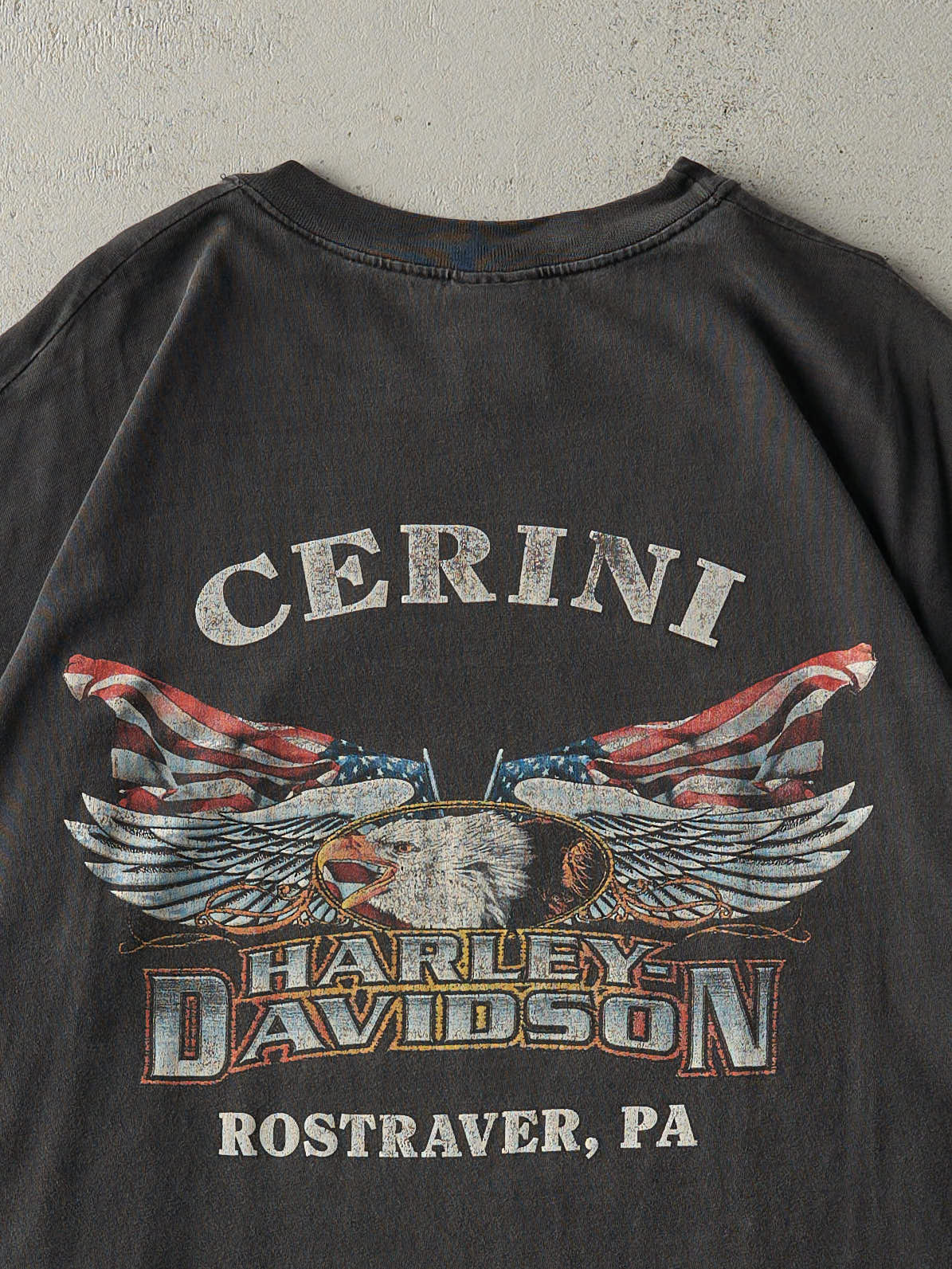 Vintage 00' Faded Black Rostraver PA Harley Davidson Tee (L/XL)