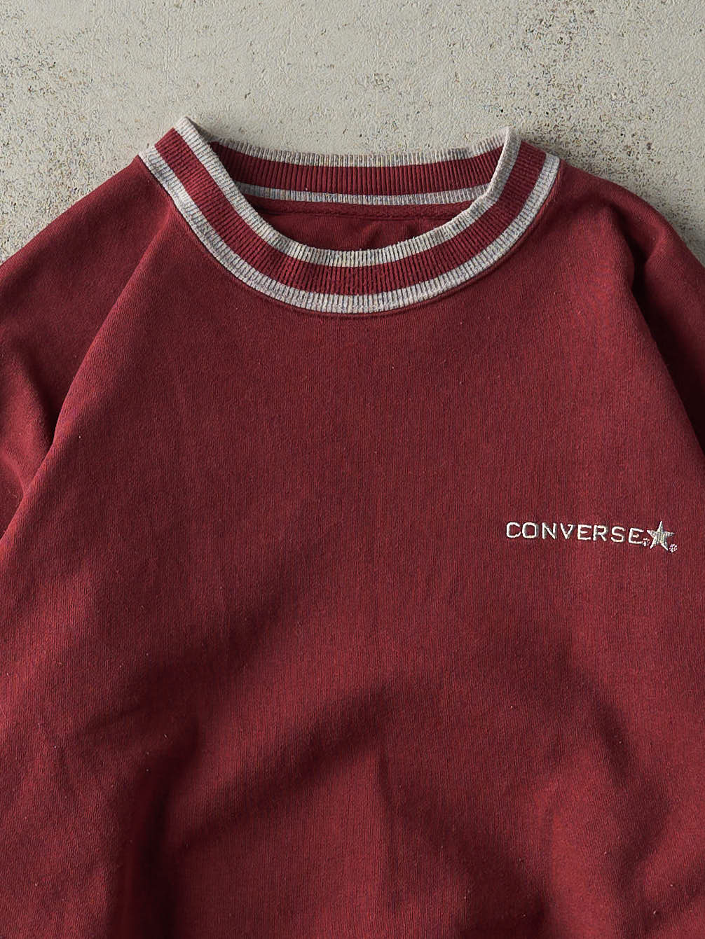 Vintage 90s Burgundy Embroidered Converse Boxy Crewneck (M)