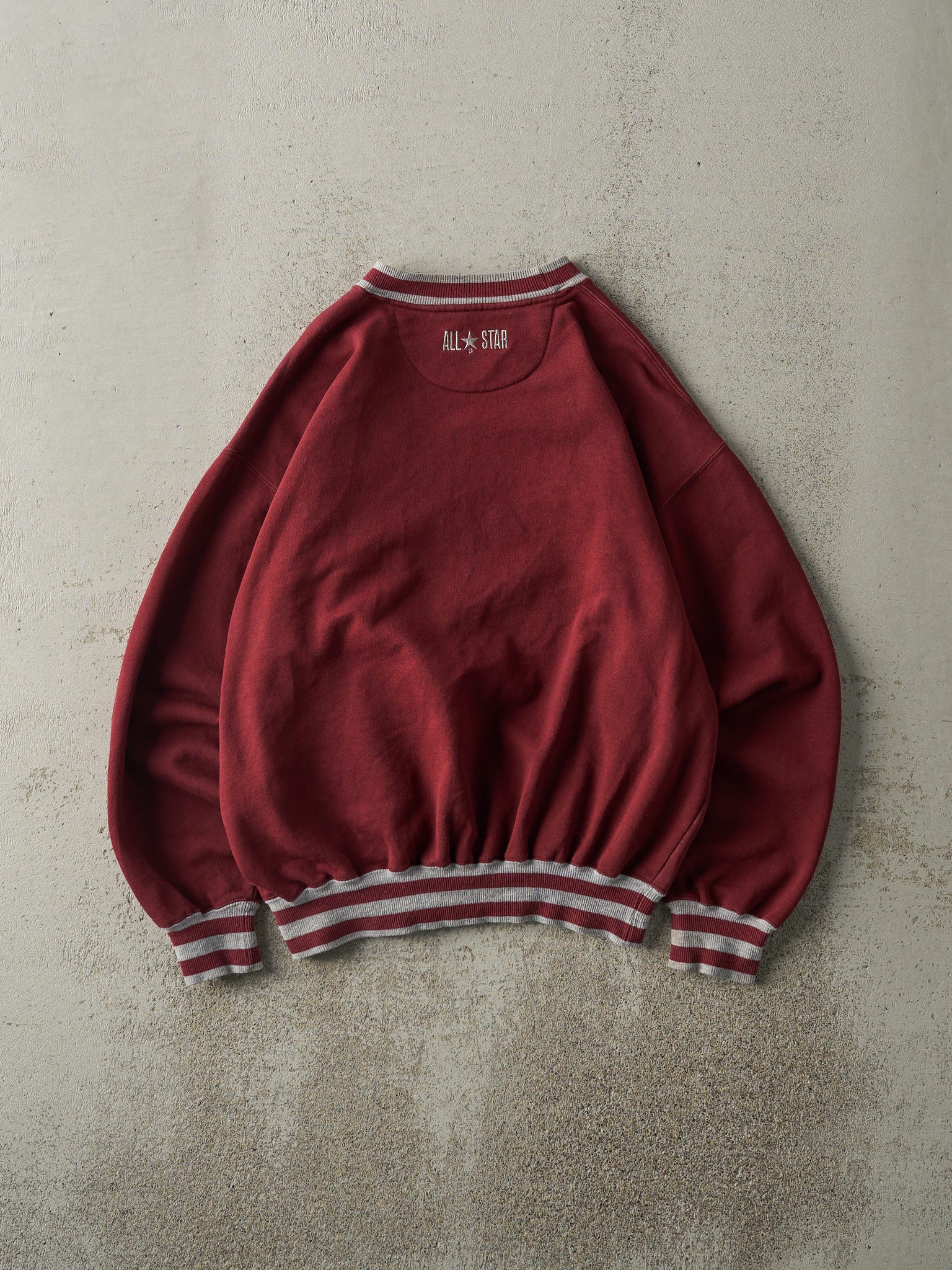 Vintage 90s Burgundy Embroidered Converse Boxy Crewneck (M)