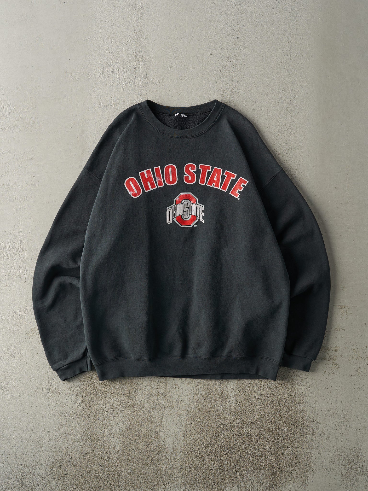 Vintage 90s Faded Black Ohio State Crewneck (L)