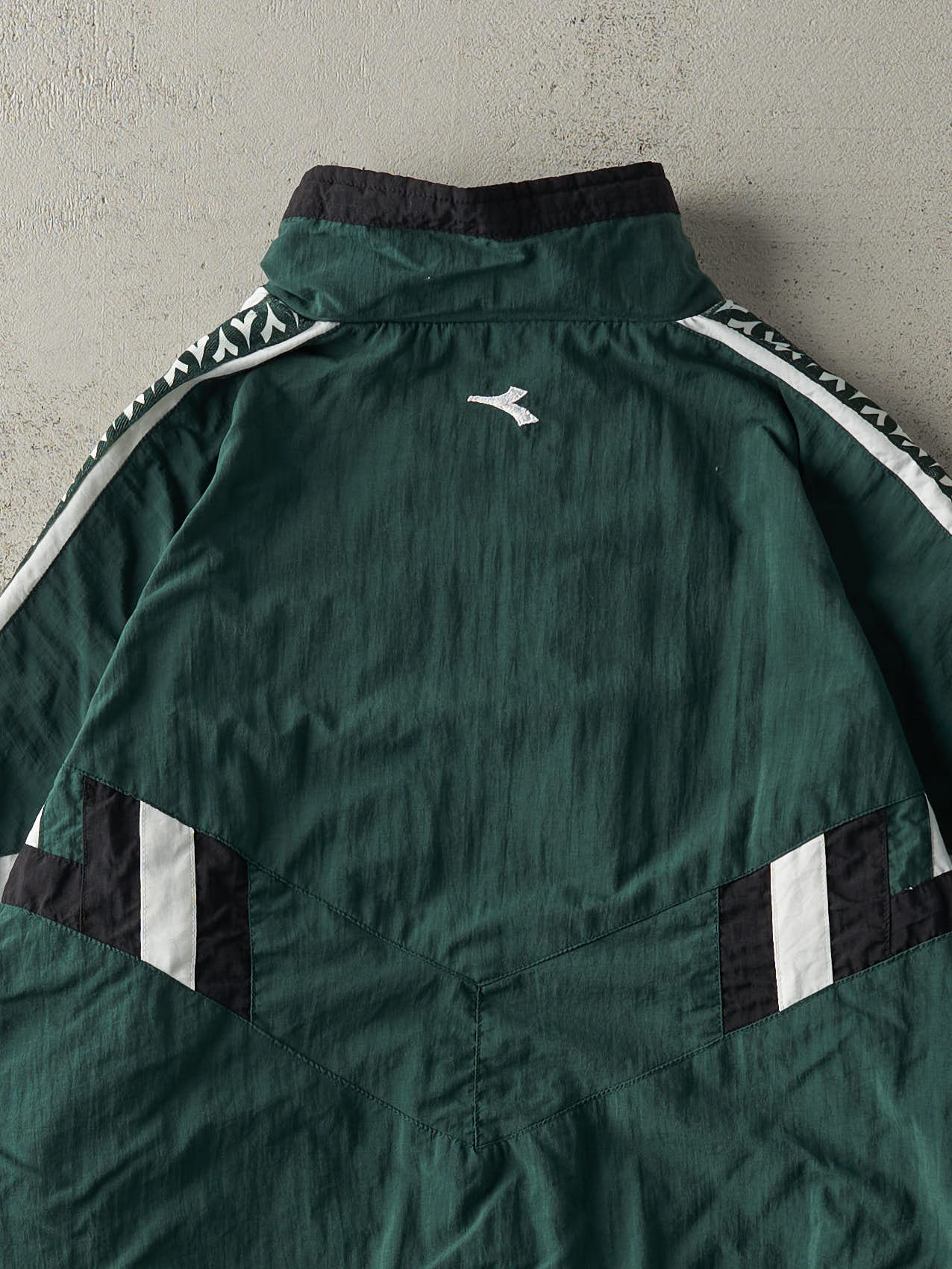 Vintage 90s Forest Green, Black & White Diadora Windbreaker Jacket (L)