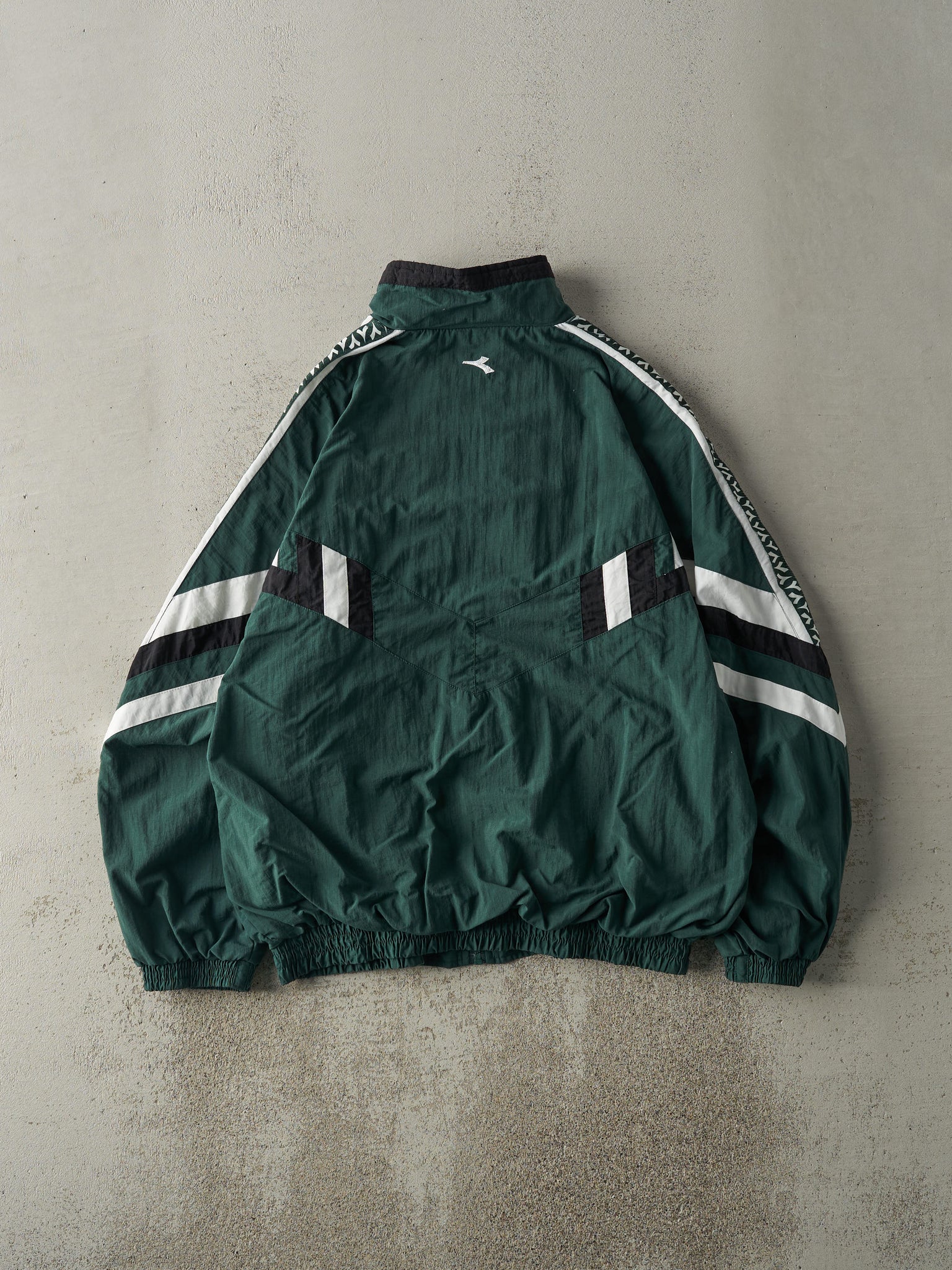 Vintage 90s Forest Green, Black & White Diadora Windbreaker Jacket (L)