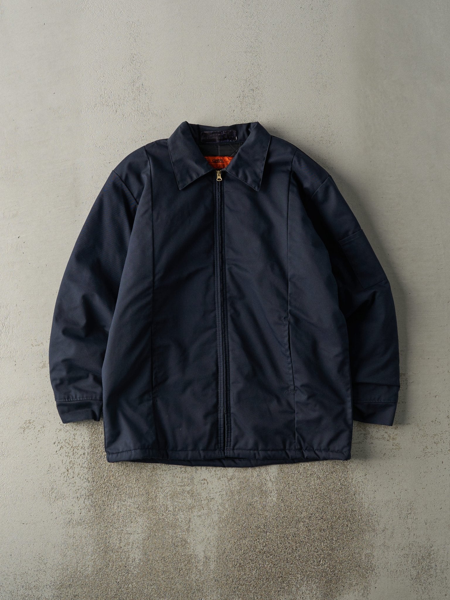 Vintage 90s Navy Blue Quilt Lined Work Jacket (M)