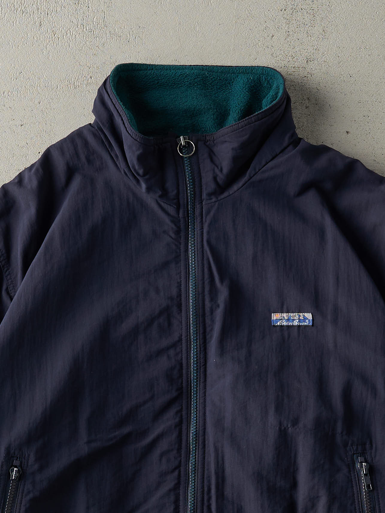 Vintage 90s Navy Blue Eddie Bauer Green Fleece Lined Jacket (XL)