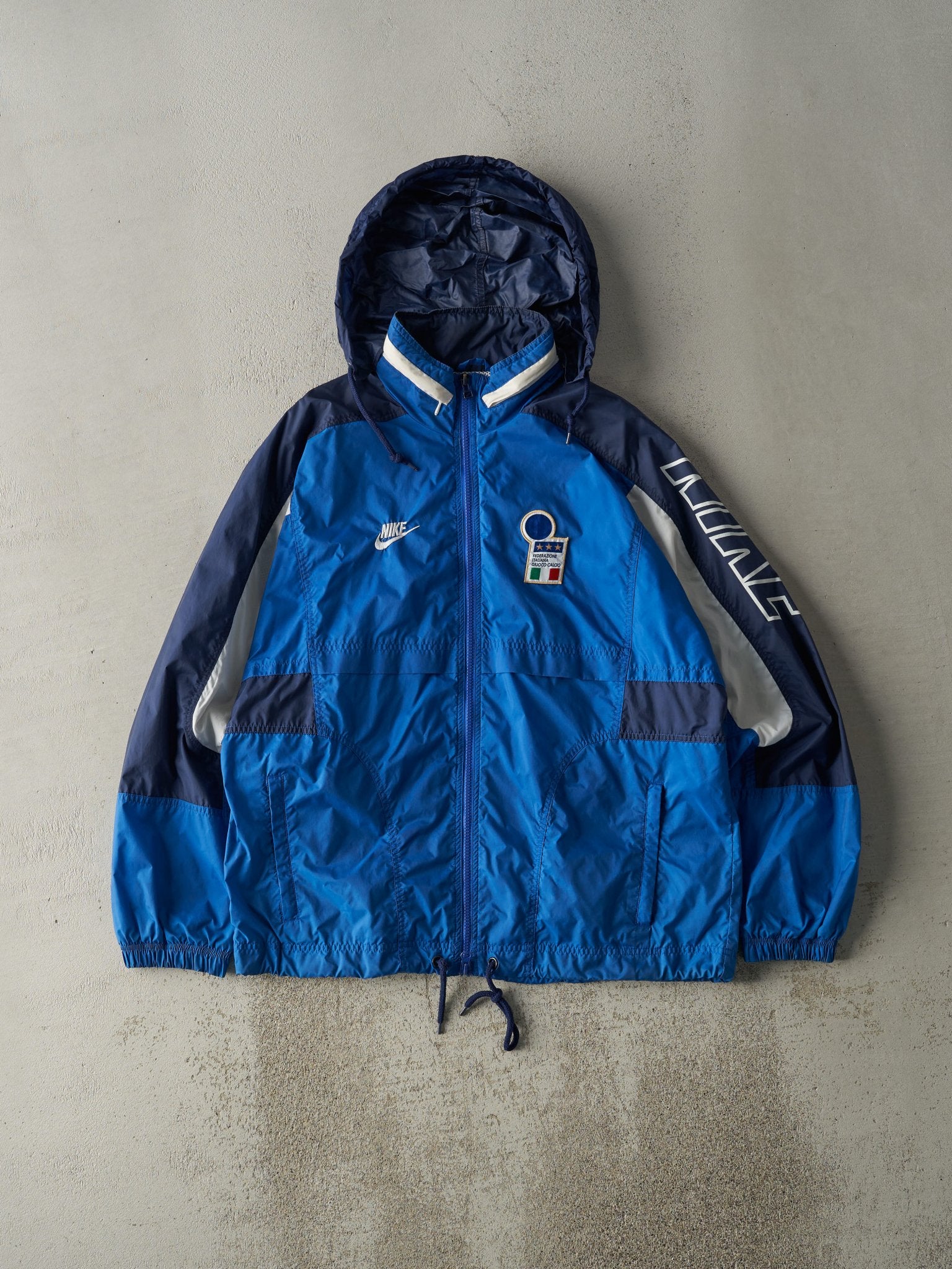 Vintage 90s Blue, Black & White Nike Italia Windbreaker Jacket (M/L)