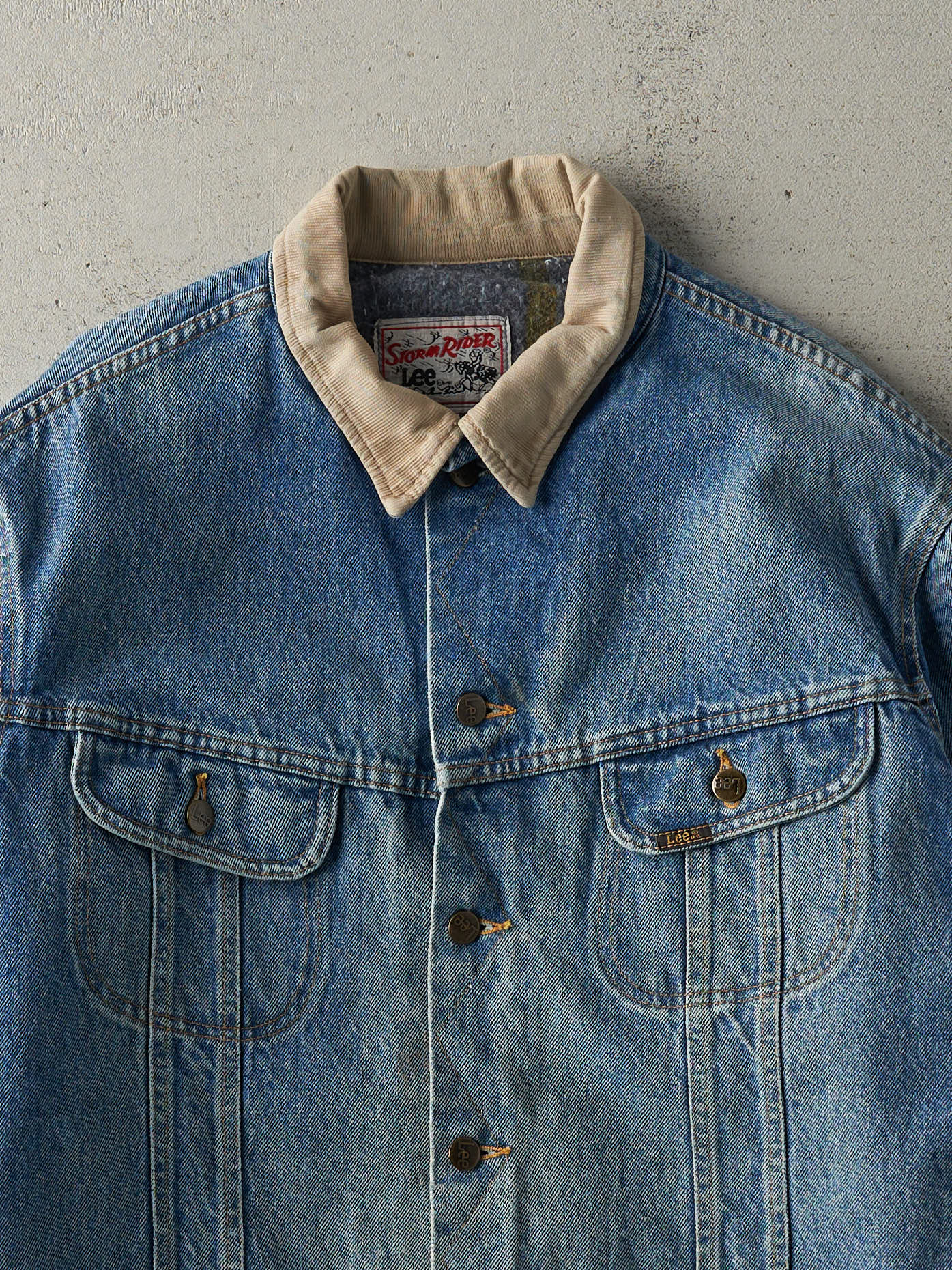 Vintage 80s Mid Wash Storm Rider Blanket Lined Denim Jacket (XL)