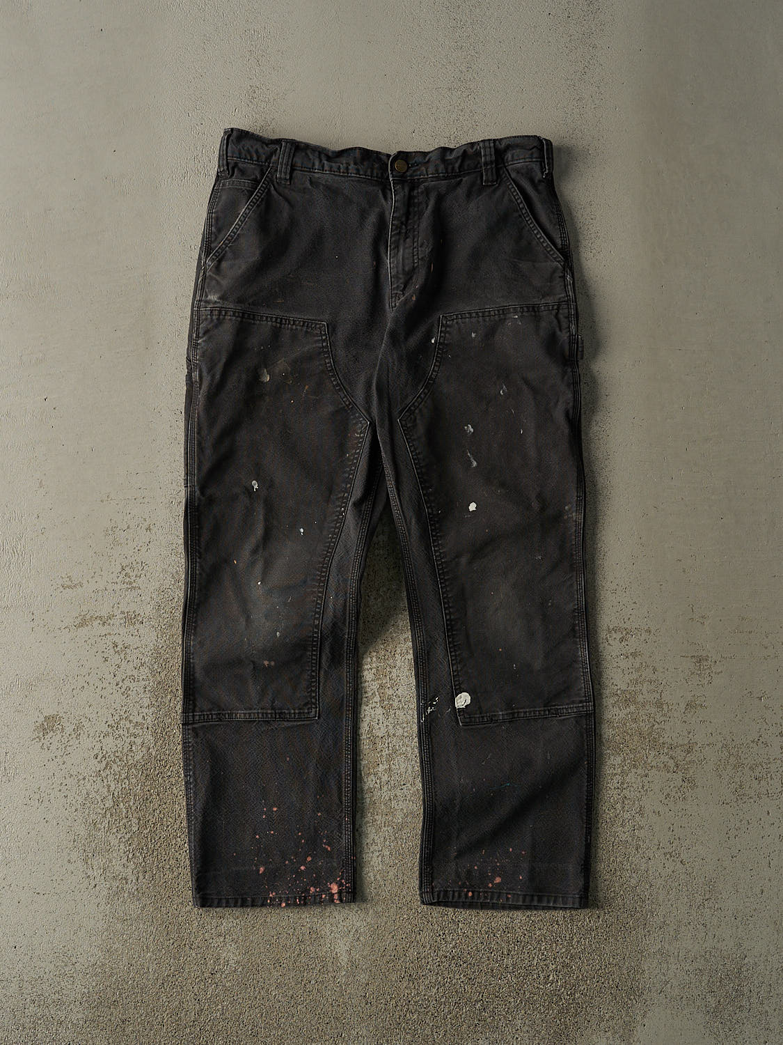 Vintage Y2K Faded Black Carhartt Double Knee Carpenter Pants (35x30.5)