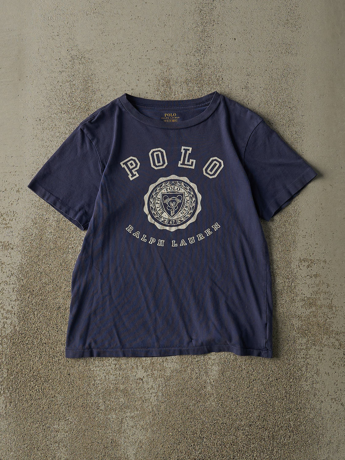 Vintage Y2K Navy Blue Polo Ralph Lauren Single Stitch Baby Tee (XXS/XS)