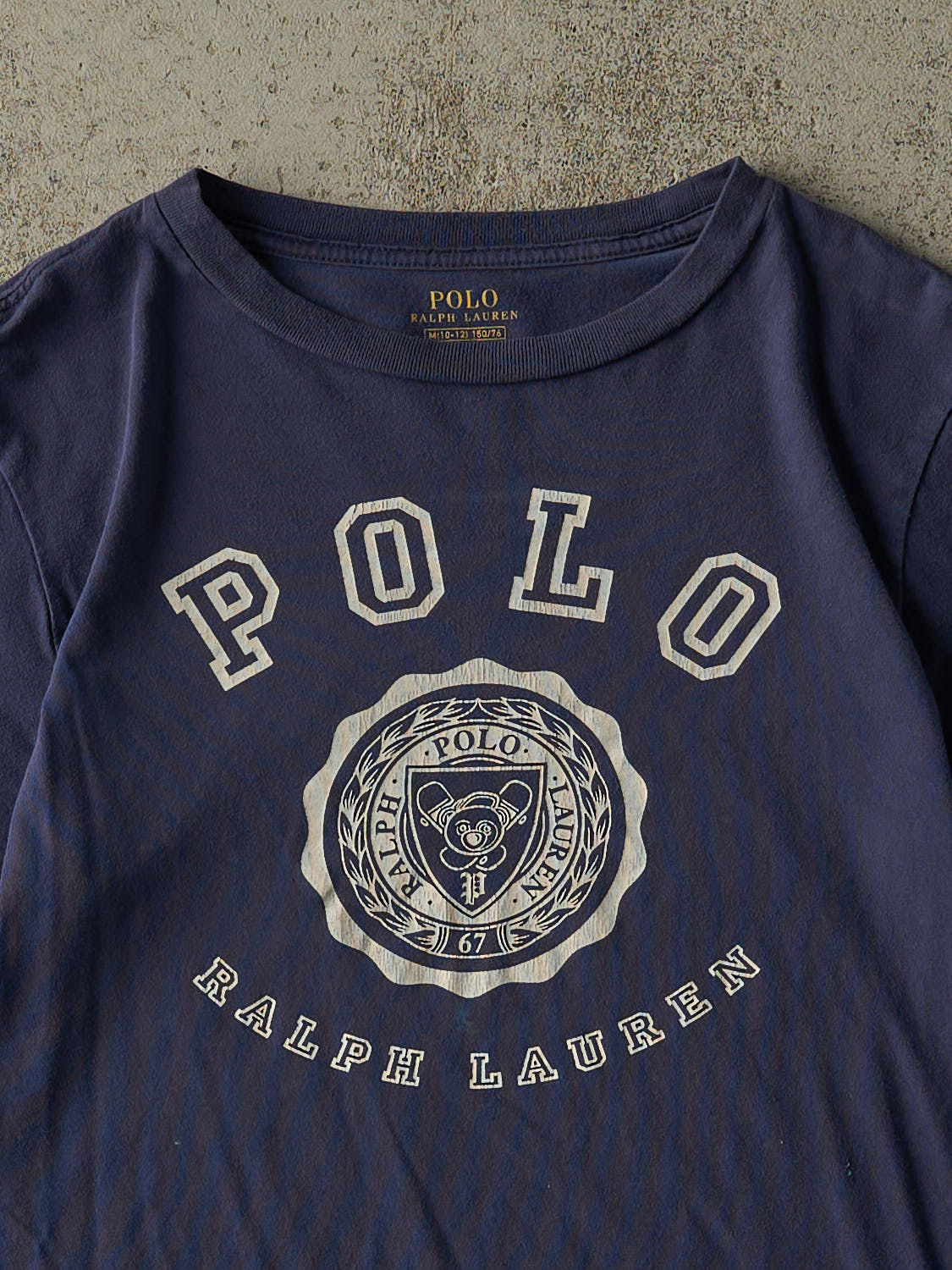 Vintage Y2K Navy Blue Polo Ralph Lauren Single Stitch Baby Tee (XXS/XS)