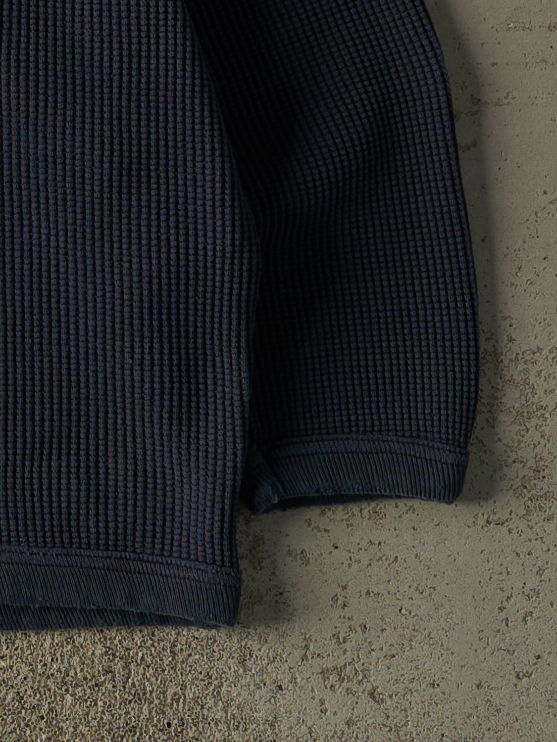 Vintage 90s Navy Blue Heavyweight Boxy Thermal Long Sleeve (XL/XXL)