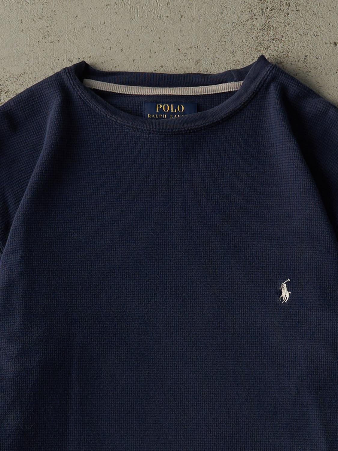 Vintage Y2K Navy Blue Polo Ralph Lauren Thermal Long Sleeve (S/M)