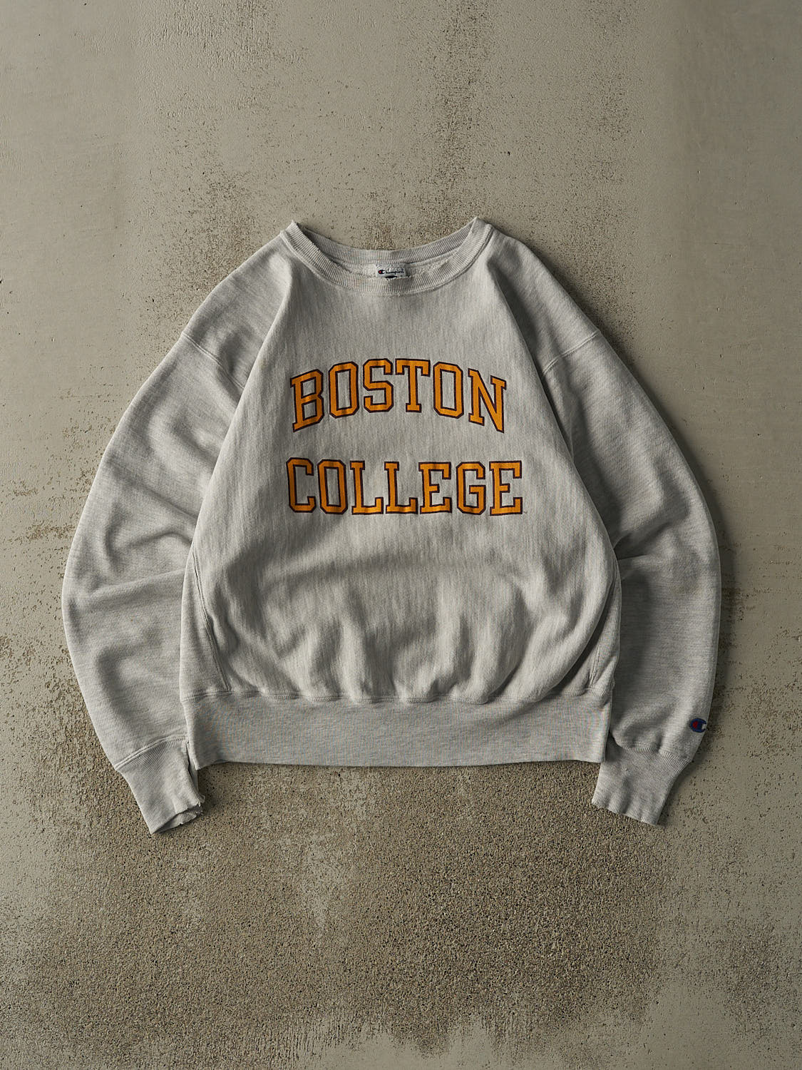 Vintage 90s Heather Grey Boston College Champion Boxy Crewneck (L)
