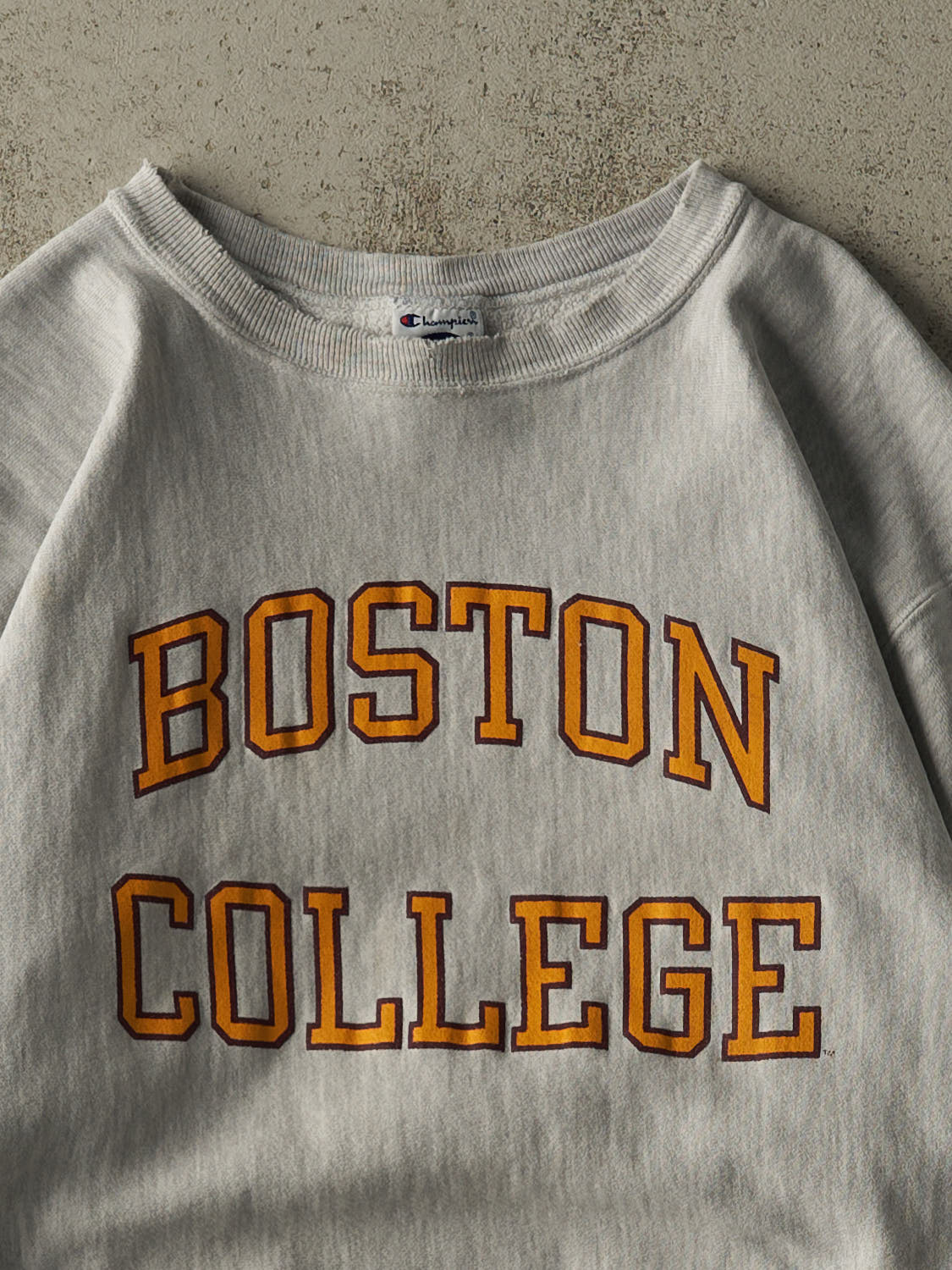 Vintage 90s Heather Grey Boston College Champion Boxy Crewneck (L)
