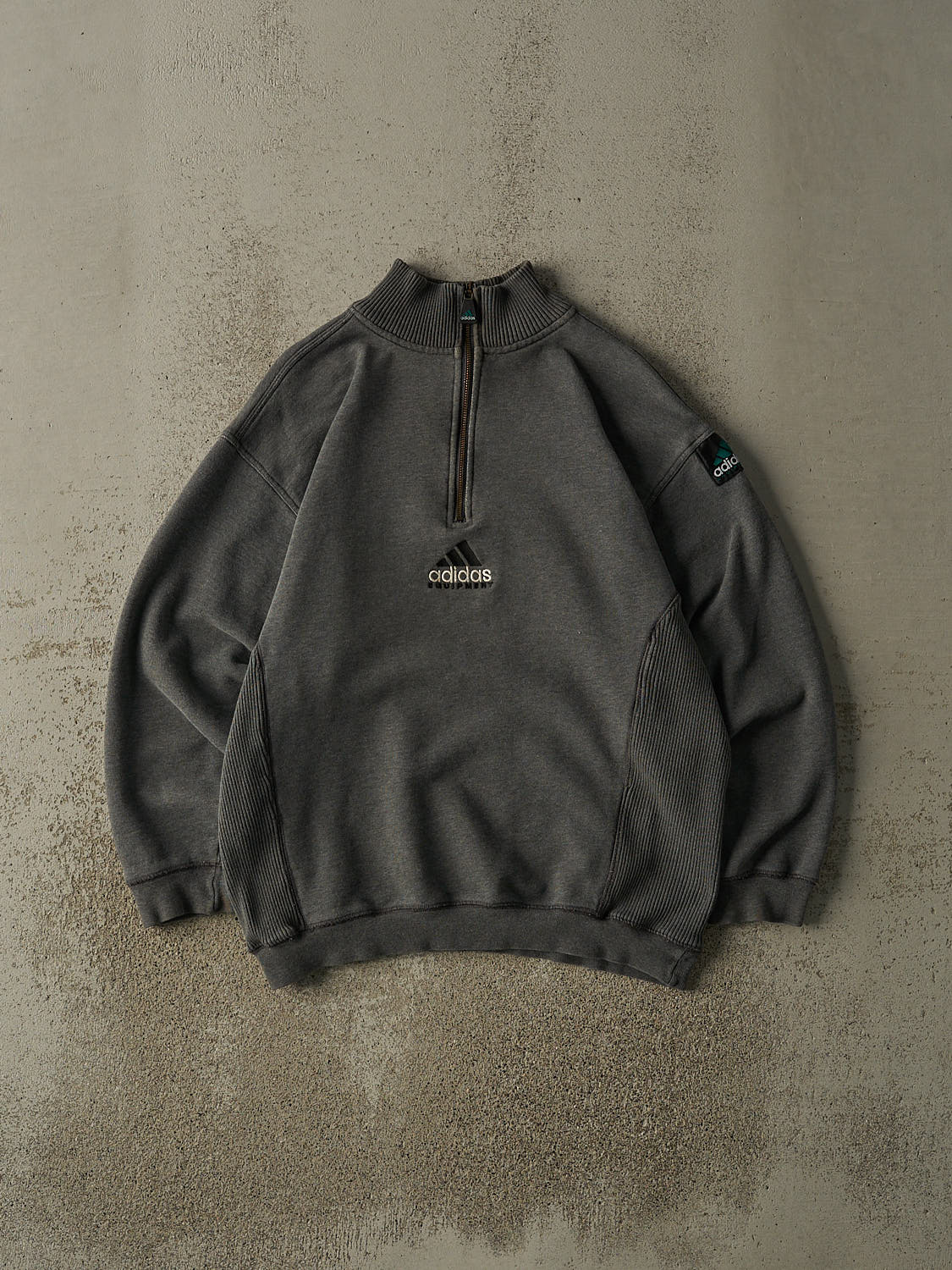 Vintage 90s Charcoal Grey Adidas Equipment Embroidered Quarter Zip (M/L)