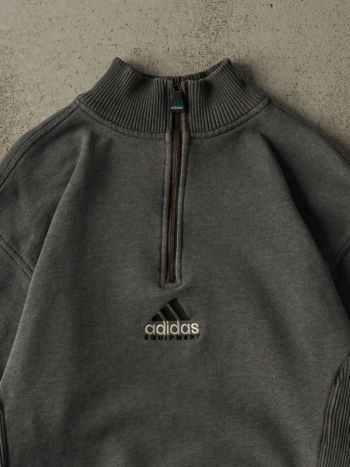 Vintage 90s Charcoal Grey Adidas Equipment Embroidered Quarter Zip (M/L)