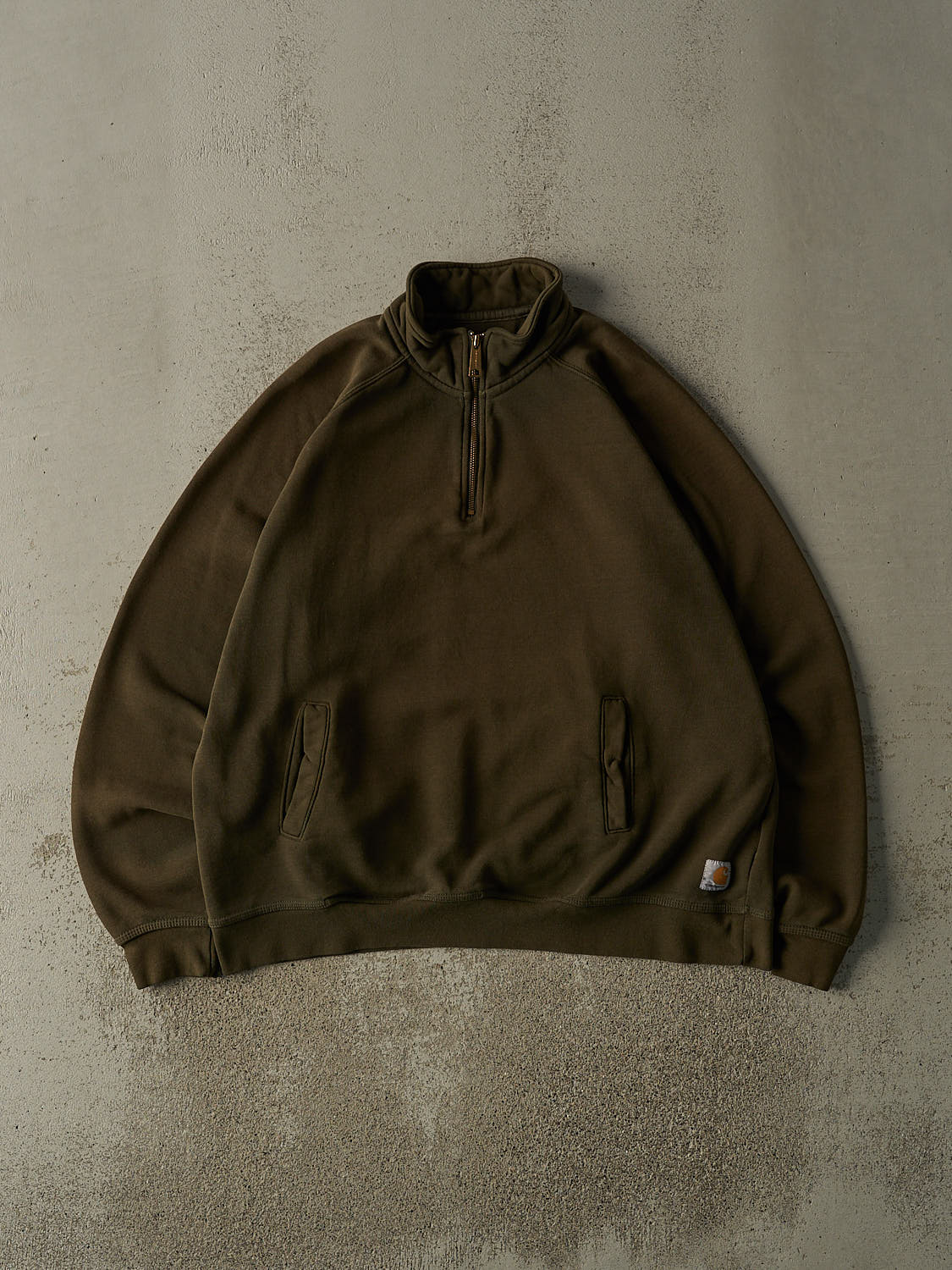 Vintage Y2K Sun Faded Green Carhartt Boxy Quarter Zip (XL)