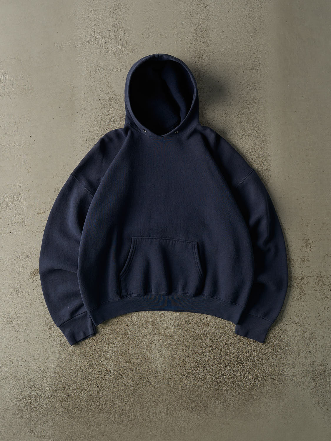 Vintage 90s Navy Blue Blank Boxy Hoodie (L)