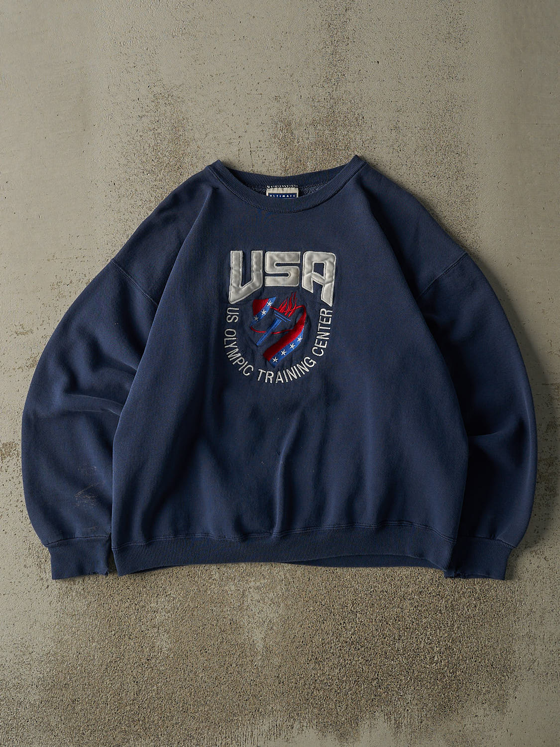 Vintage 90s Navy Blue USA Olympic Training Centre Embroidered Boxy Crewneck (M/L)