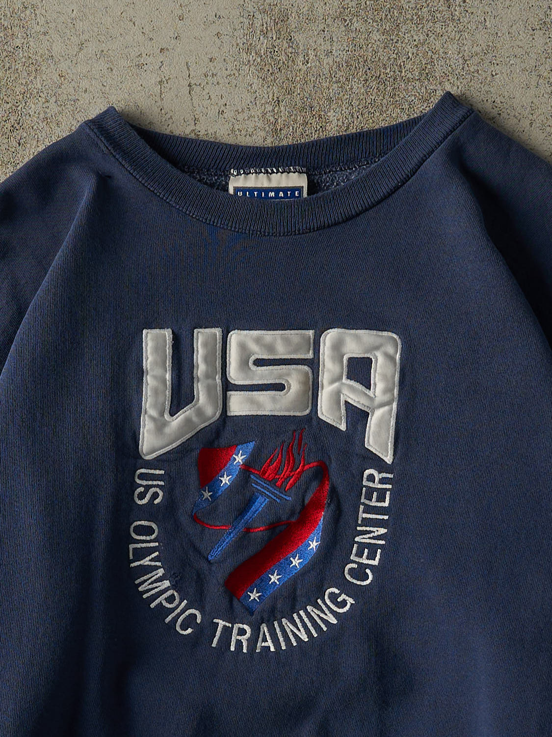 Vintage 90s Navy Blue USA Olympic Training Centre Embroidered Boxy Crewneck (M/L)