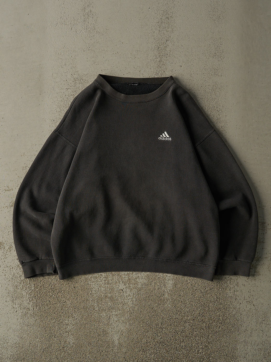 Vintage 90s Sun Faded Black Adidas Embroidered Crewneck (M/L)