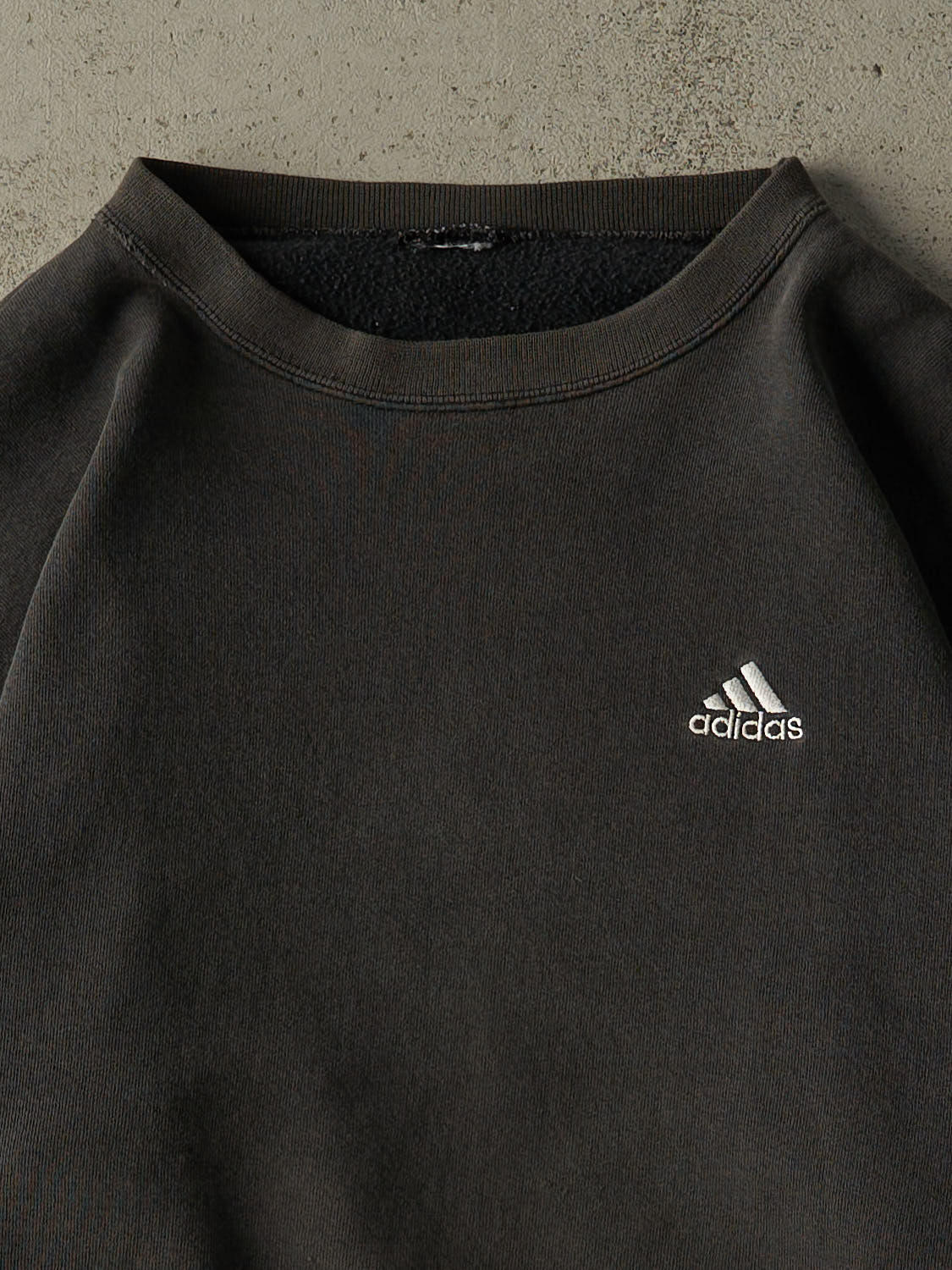 Vintage 90s Sun Faded Black Adidas Embroidered Crewneck (M/L)