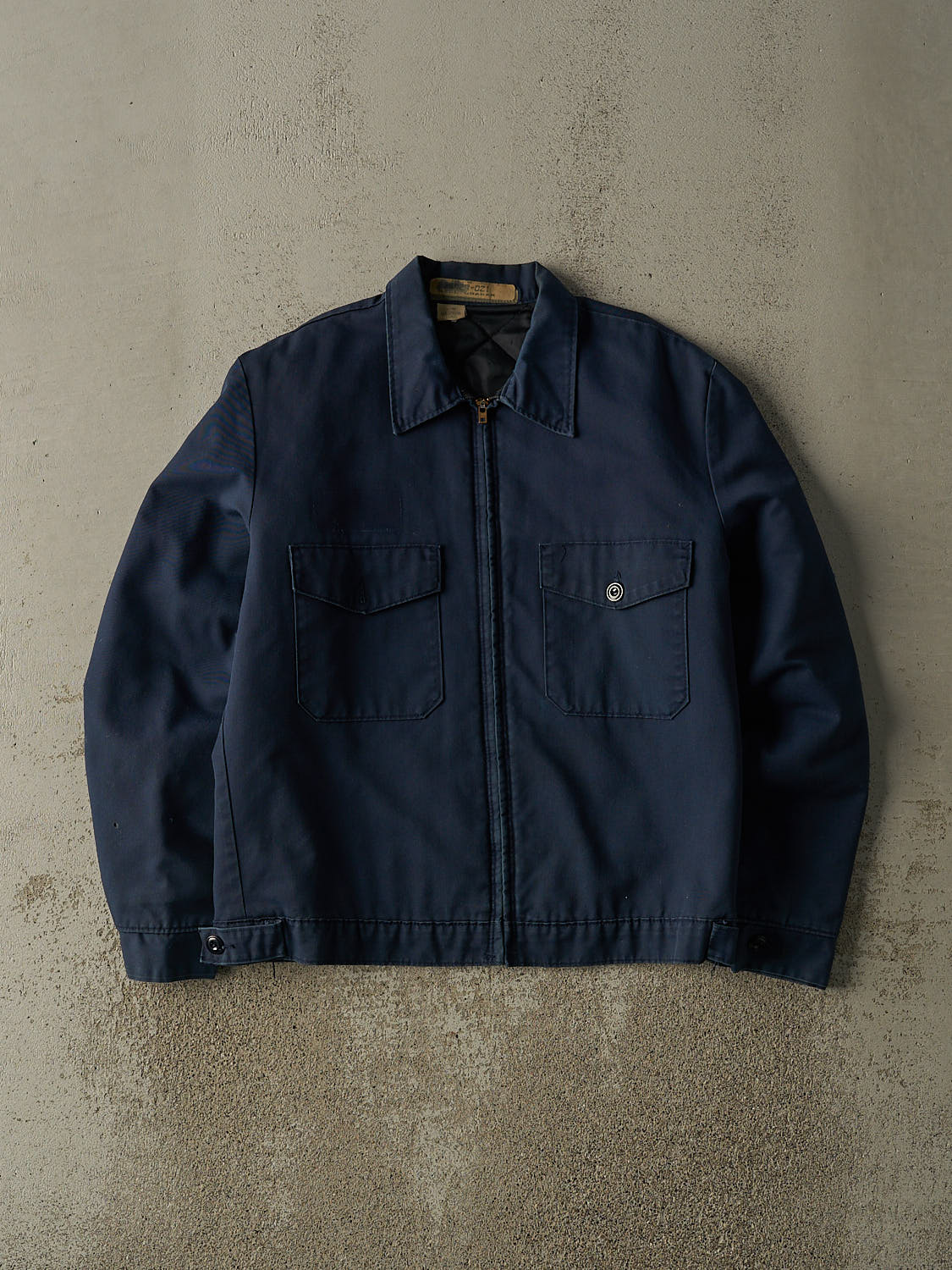 Vintage 80s Navy Blue Mechanic Work Jacket (M)