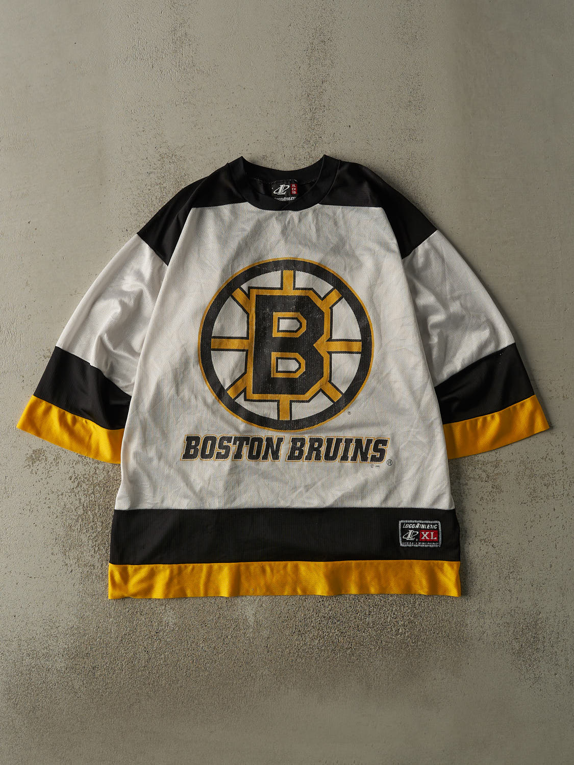 Vintage 90s White Boston Bruins Nylon Hockey Jersey (XXL)