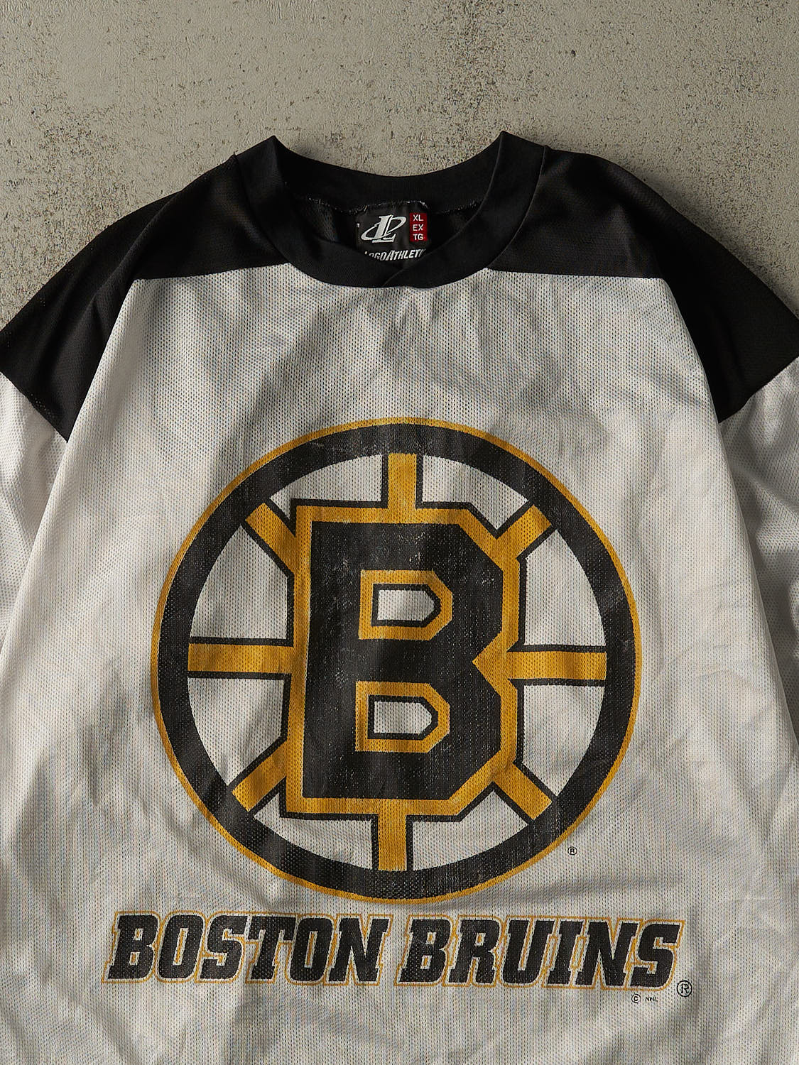 Vintage 90s White Boston Bruins Nylon Hockey Jersey (XXL)