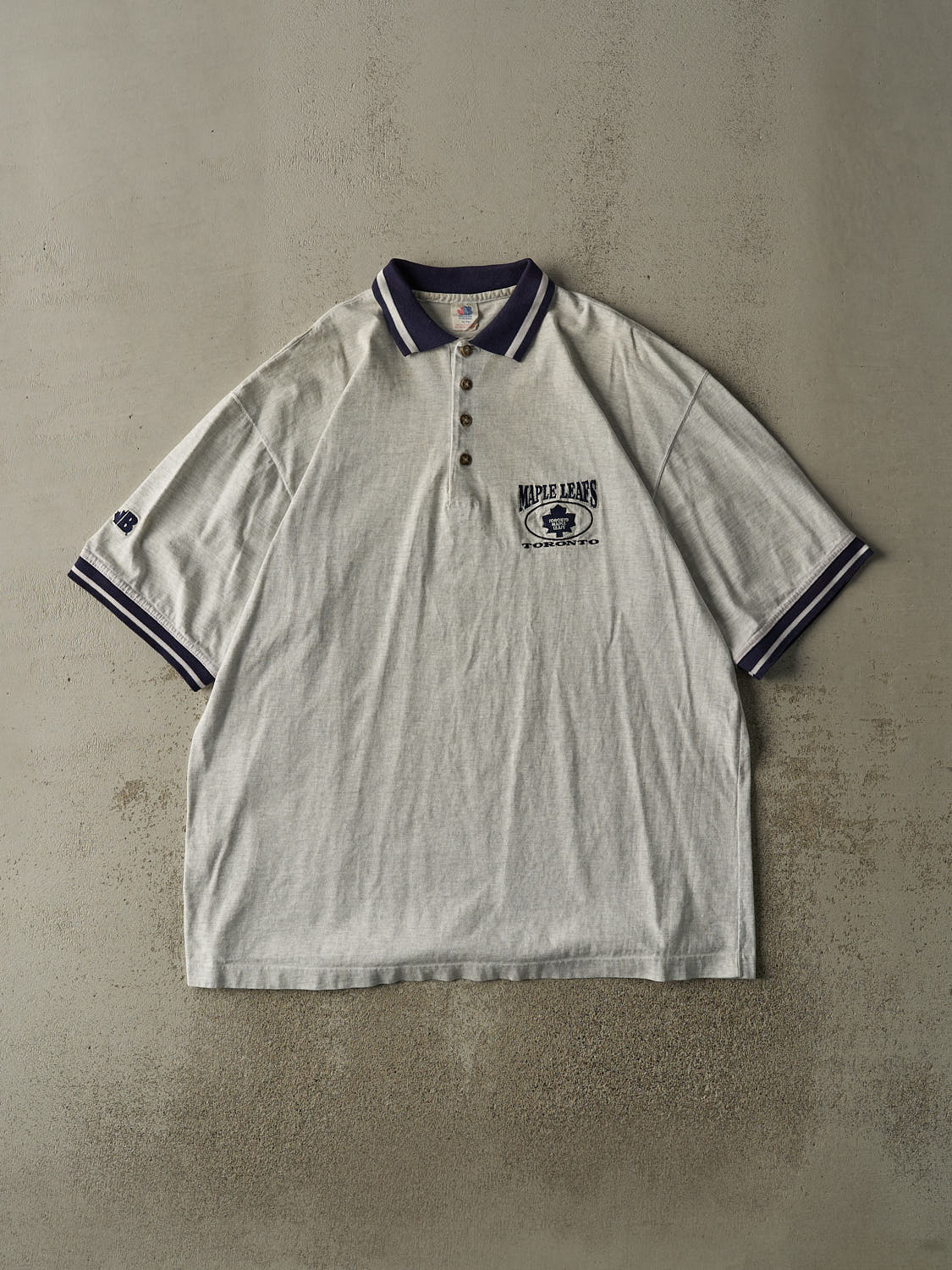 Vintage 90s Heather Grey Toronto Maple Leafs Quarter Button Tee (XXL)